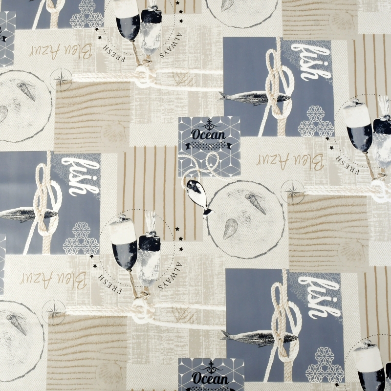 Tischdecke Abwaschbar Wachstuch Maritimes Flair mit Hahnentritt im Wunschmaß Tischdecke Abwaschbar Wachstuch Maritimes Flair mit Hahnentritt im Wunschmaß