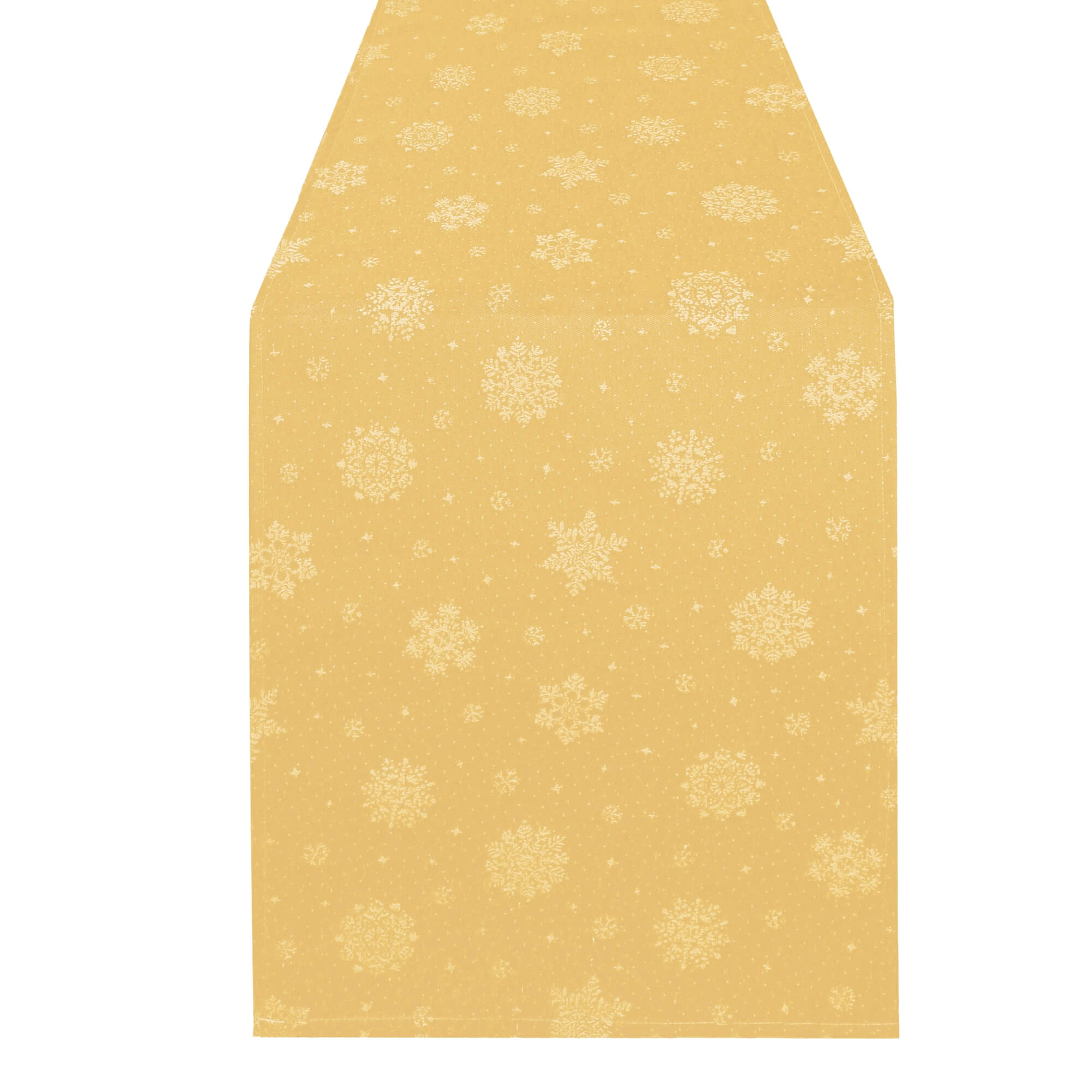 Moderno® Tischläufer Lurex Schneekristalle Gold-Hellgold – Jacquard-Gewebe mit Glanzeffekt & Fleckschutz, festlich & abwaschbar