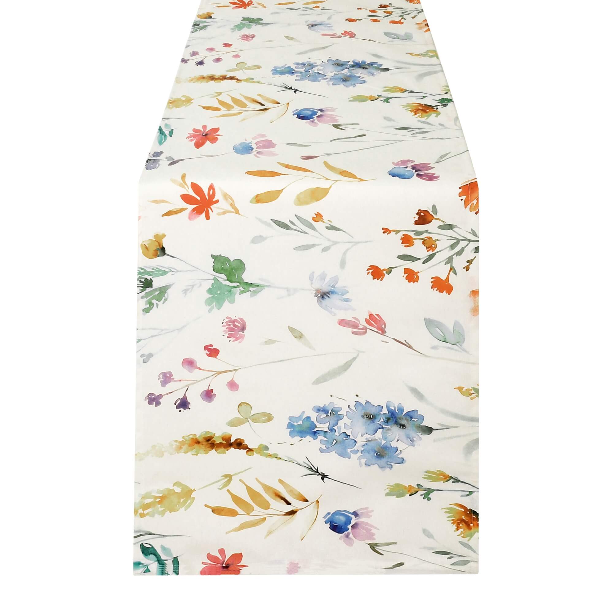 Tischläufer modern Blumenwiese mit Fleckschutz - Leinenoptik, Gelb mit Pastellblumen Tischläufer modern Blumenwiese mit Fleckschutz - Leinenoptik, Gelb mit Pastellblumen