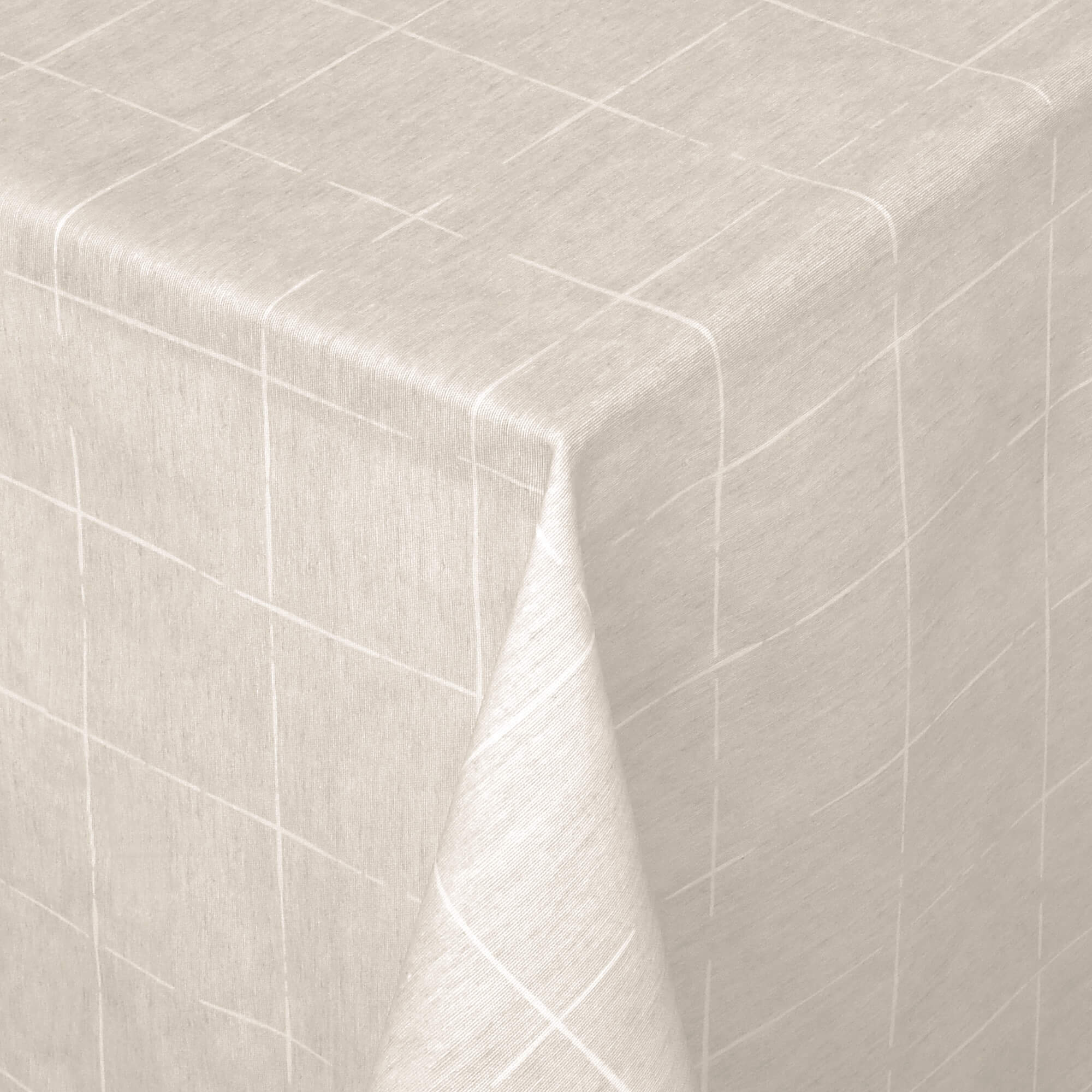 Moderno® Abwaschbare Tischdecke mit Fleckschutz – Dezentes Linienmuster in Beige Moderno® Abwaschbare Tischdecke mit Fleckschutz – Dezentes Linienmuster in Beige
