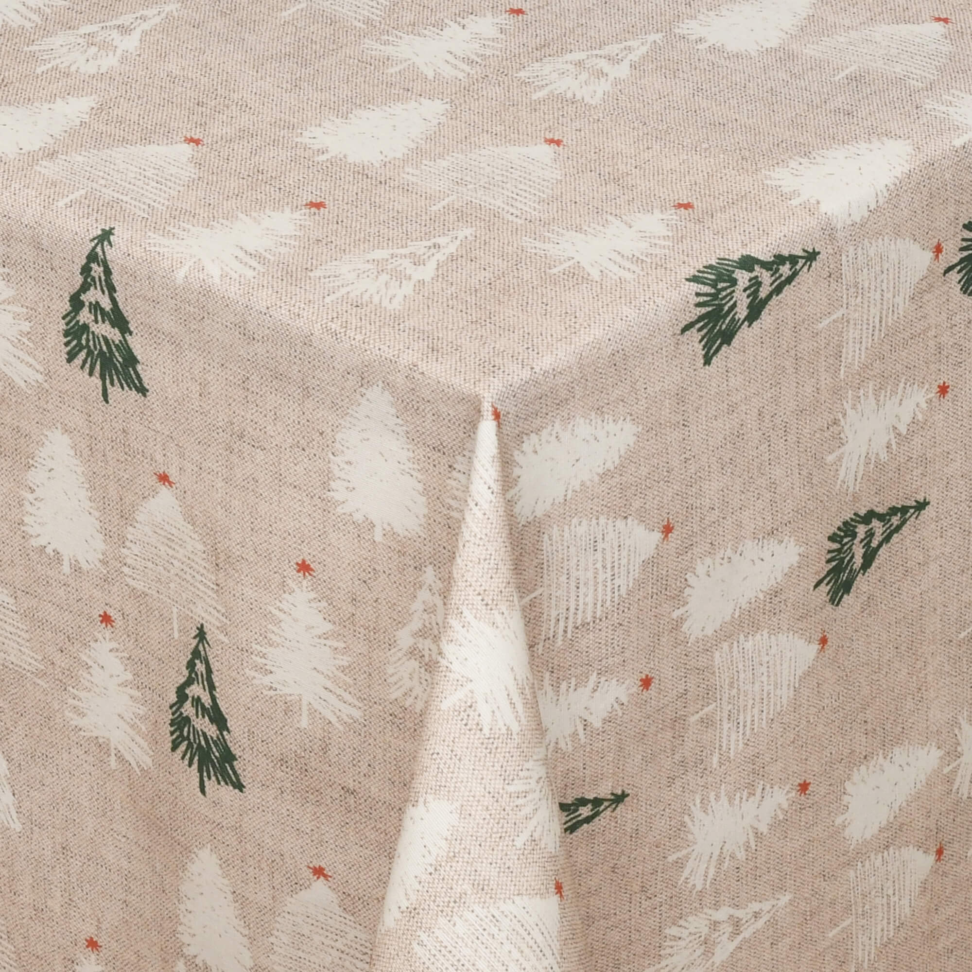 Moderno® Tischdecke Weihnachten Weihnachtstischdecke Tannenbäume Motiv Beige mit Fleckschutz