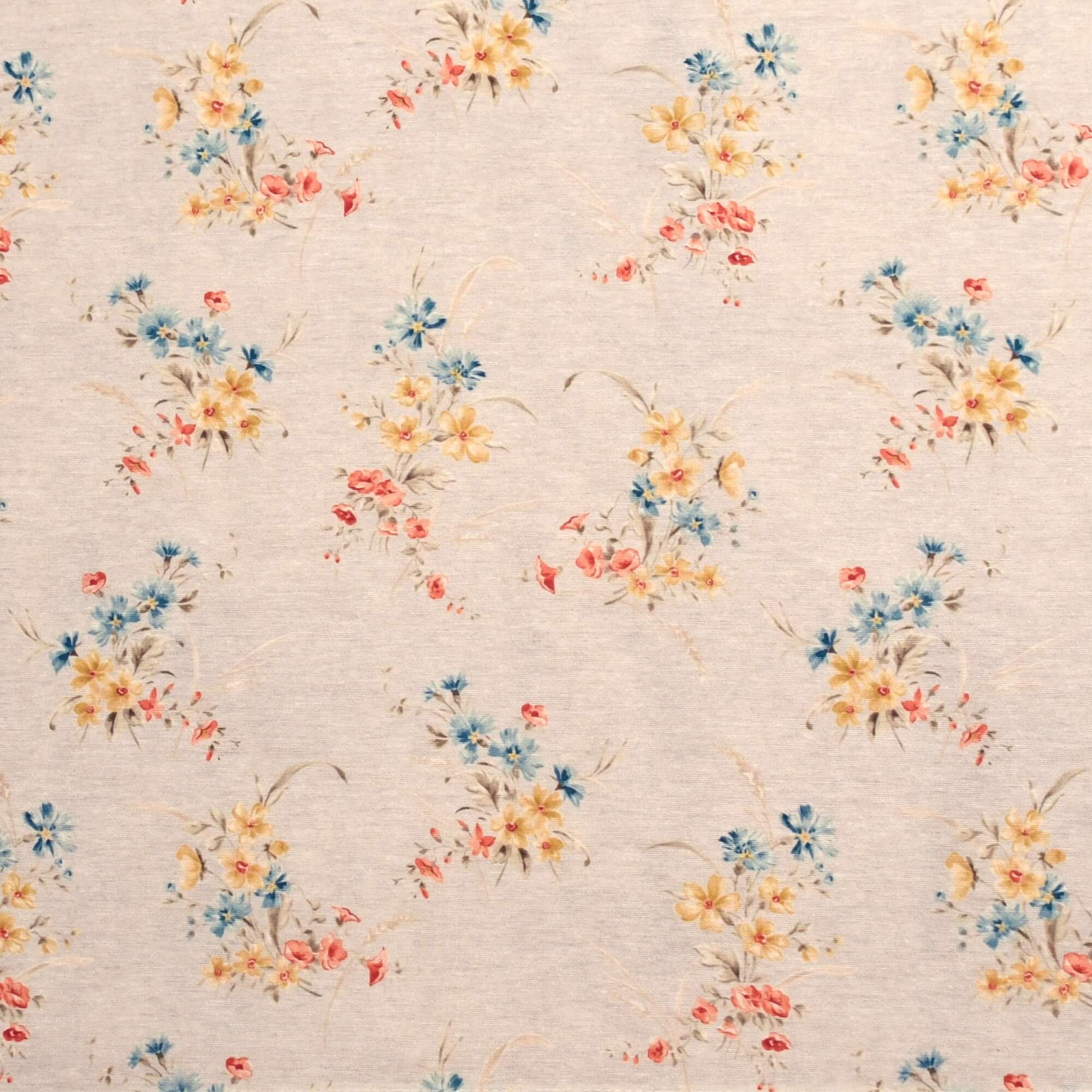 Moderno® Abwaschbare Tischdecke mit Fleckschutz - Leinenoptik, Blumenfelder in Türkis, Rot-Blau