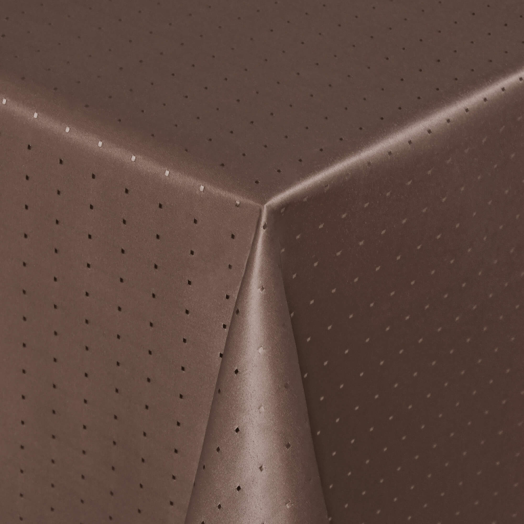 Sonderposten – Moderno® Damast-Tischdecke eckig 80x80 cm mit Punktemuster in Dunkel-Braun Sonderposten – Moderno® Damast-Tischdecke eckig 80x80 cm mit Punktemuster in Dunkel-Braun