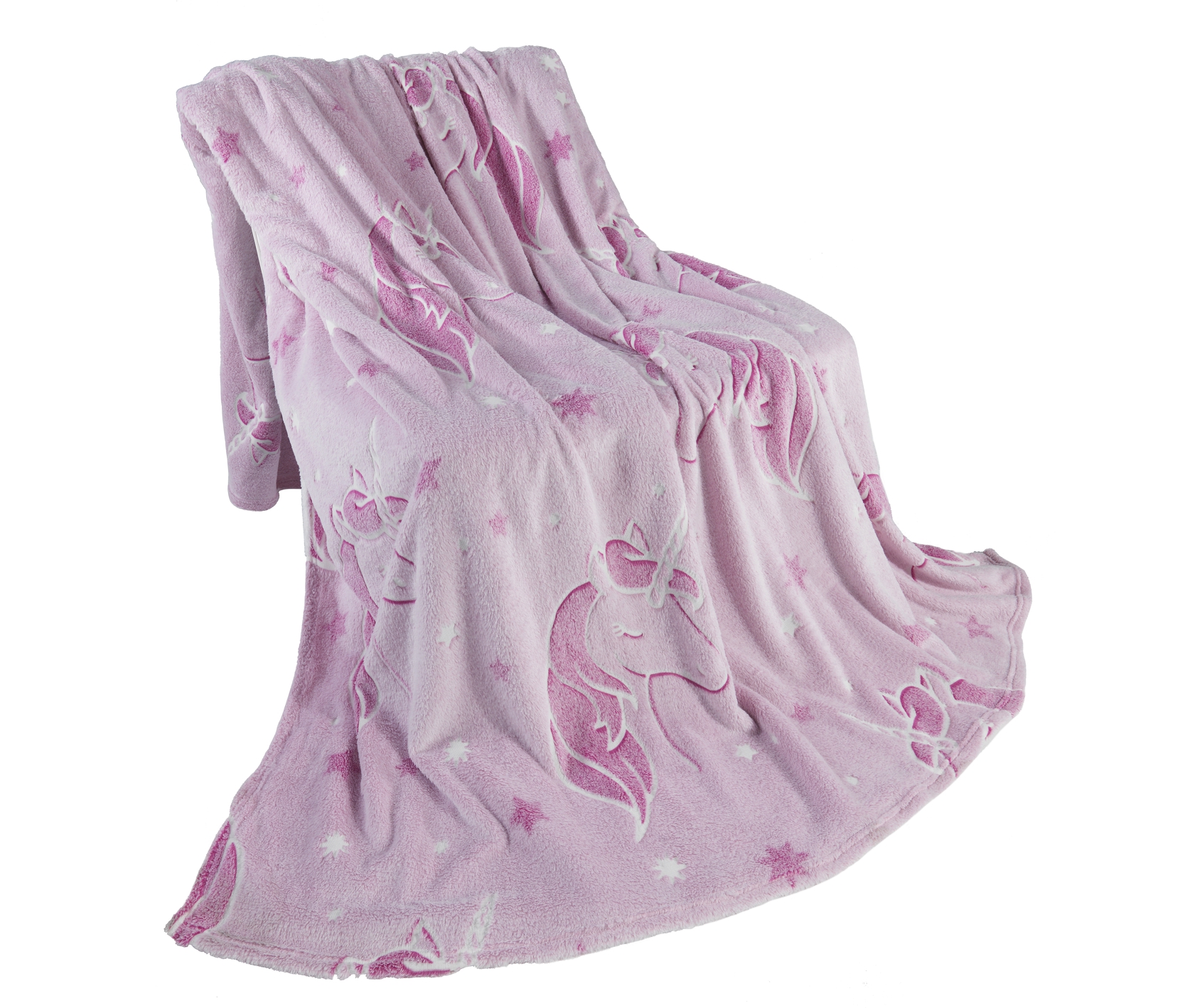Kuscheldecke leuchtende Flanell Decke 150x200 cm mit Einhorn Motiv in Rosa Kuscheldecke leuchtende Flanell Decke 150x200 cm mit Einhorn Motiv in Rosa