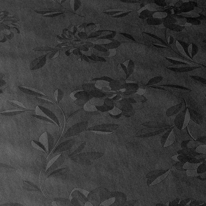 Tischdecke Abwaschbar Wachstuch Relief Blumen Schwarz im Wunschmaß