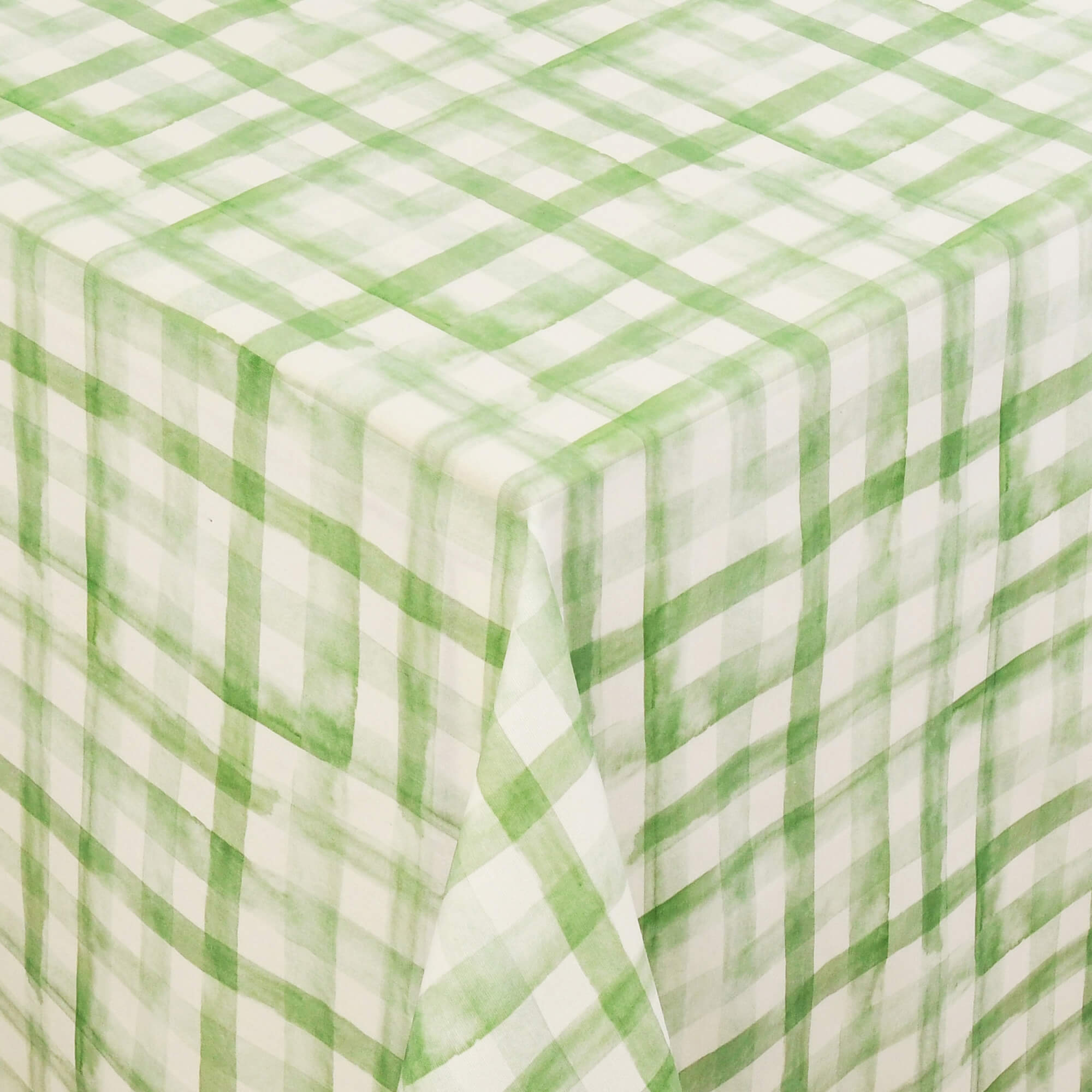 Moderno® Abwaschbare Tischdecke mit Fleckschutz – Leinenoptik, Karo Muster Grün Weiss Meliert