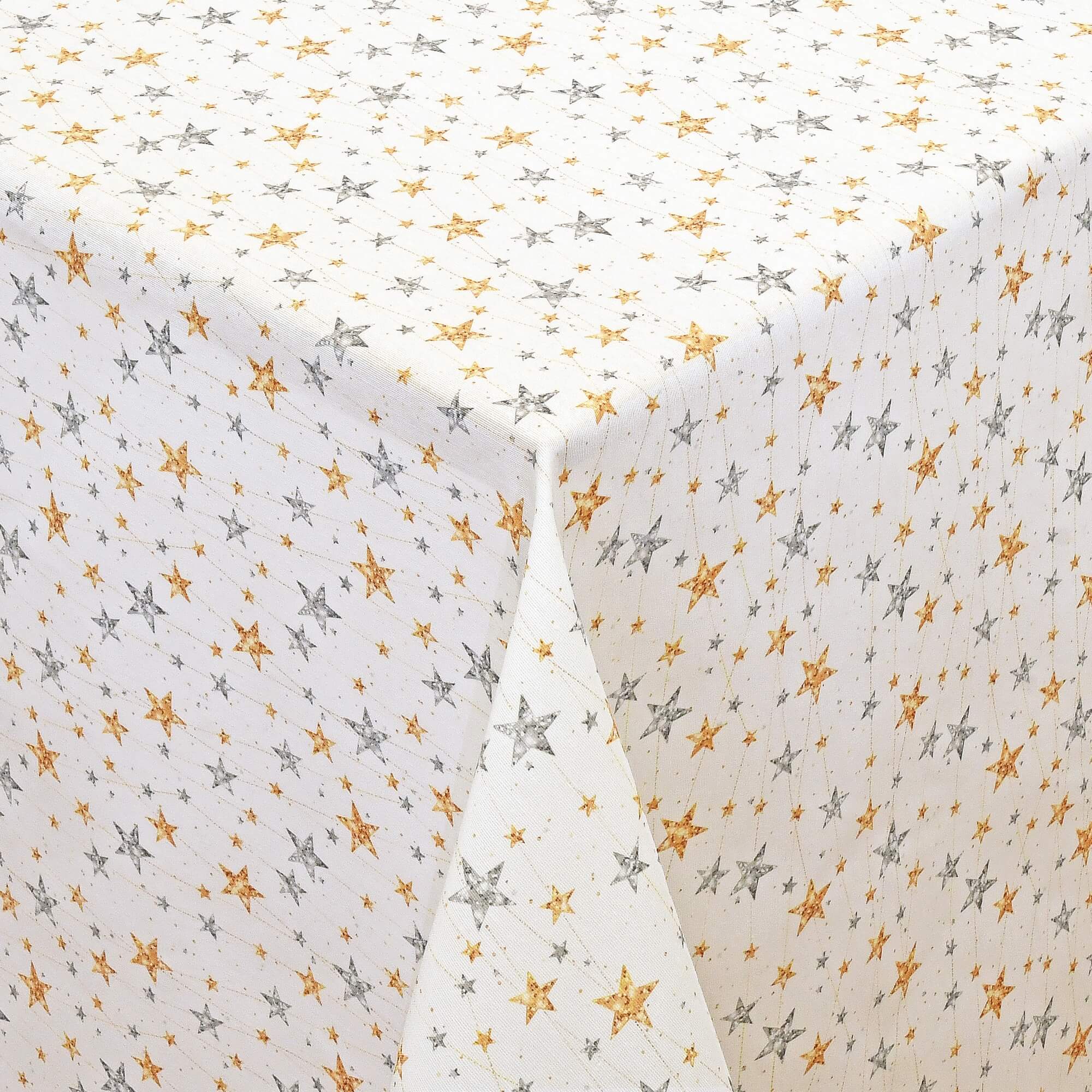 Moderno® Tischdecke Weihnachten Weihnachtstischdecke Sterne Gold-Silber Motiv Weiss mit Fleckschutz