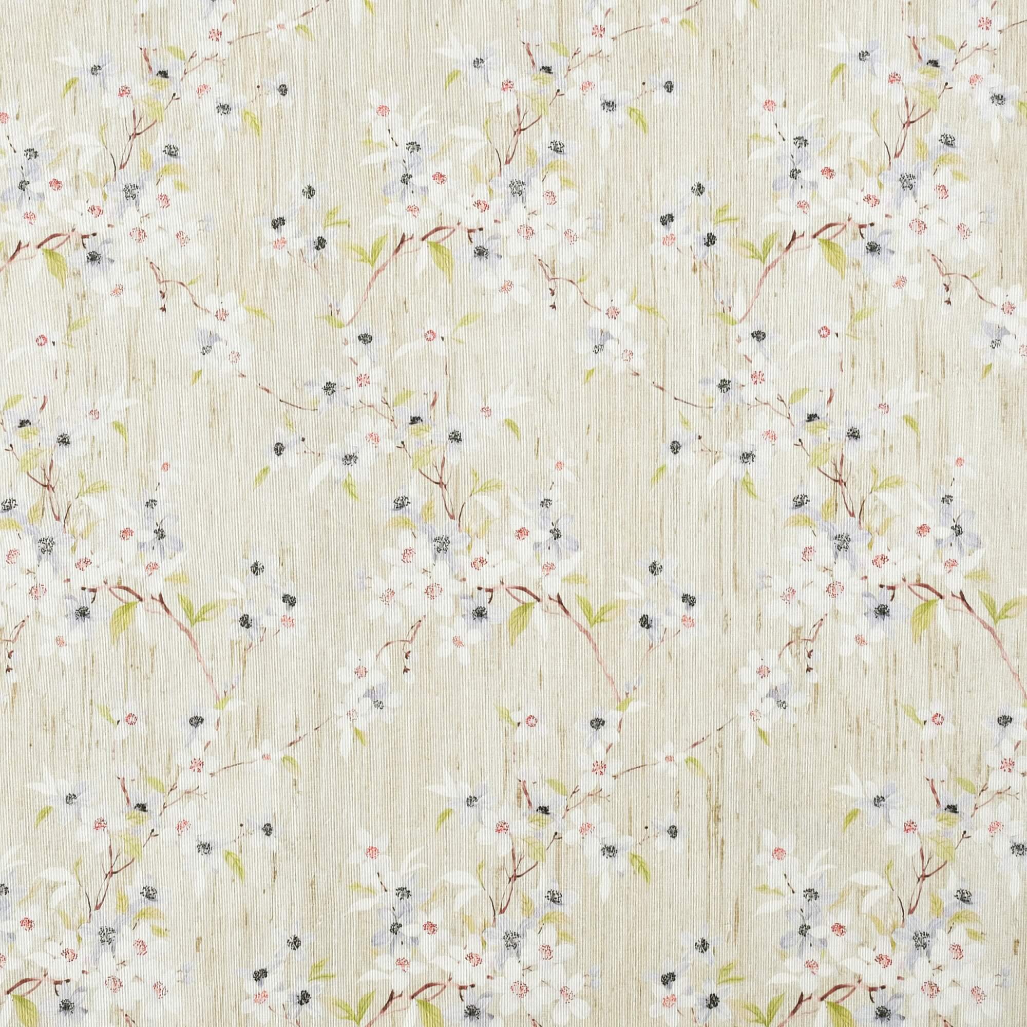 Moderno® Abwaschbare Tischdecke mit Fleckschutz – Zartes Blütenmuster in Weiß, Flieder & Grün auf Naturbeige Moderno® Abwaschbare Tischdecke mit Fleckschutz – Zartes Blütenmuster in Weiß, Flieder & Grün auf Naturbeige