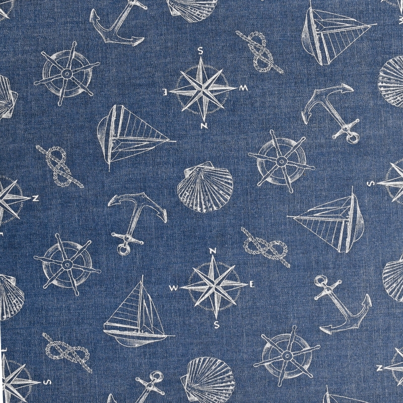 Tischdecke Abwaschbar Wachstuch Anker Jeans Blau im Wunschmaß Tischdecke Abwaschbar Wachstuch Anker Jeans Blau im Wunschmaß