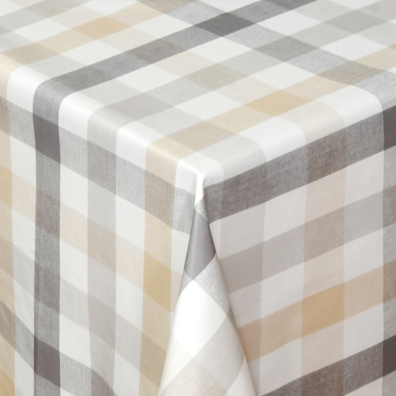 Tischdecke Abwaschbar Wachstuch Karomuster in Grau und Beige im Wunschmaß Tischdecke Abwaschbar Wachstuch Karomuster in Grau und Beige im Wunschmaß