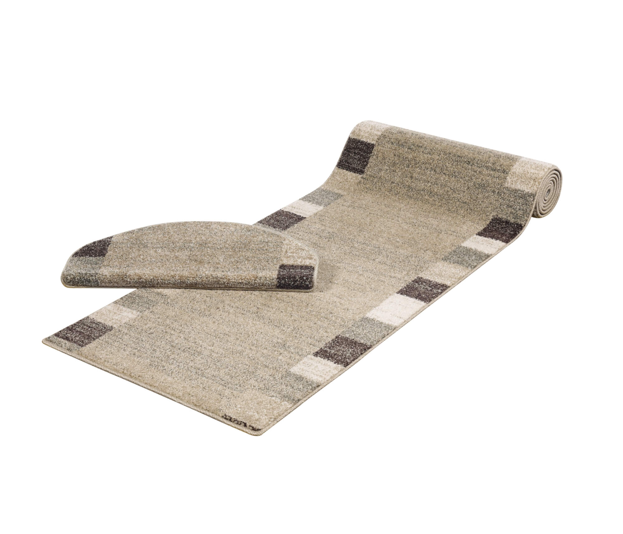 Stufenmatten Amber – 15er Set – rutschhemmend & pflegeleicht – Beige mit Blockstreifen