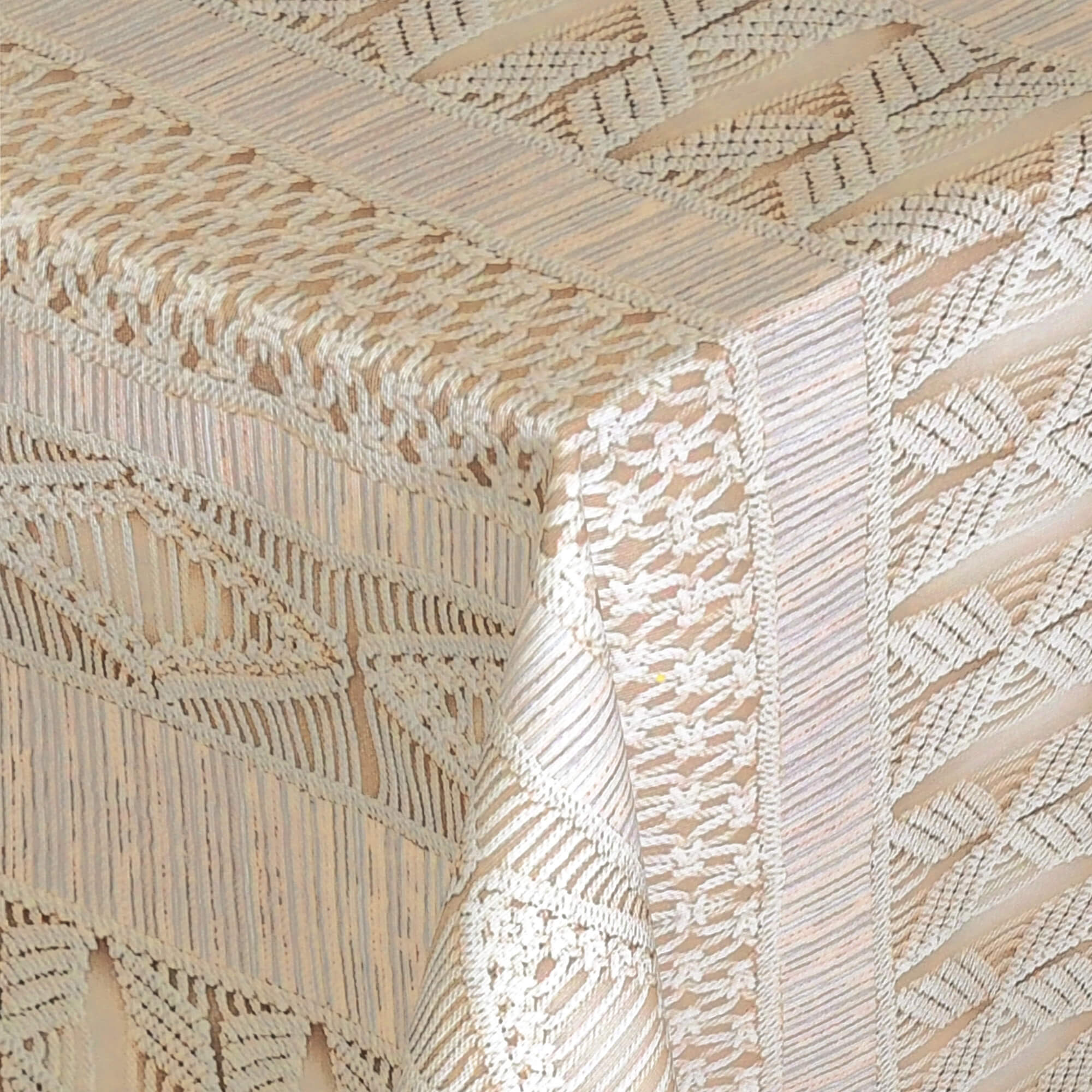 Moderno® Abwaschbare Tischdecke mit Fleckschutz - Leinenoptik, Makramee-Design in Beige Moderno® Abwaschbare Tischdecke mit Fleckschutz - Leinenoptik, Makramee-Design in Beige