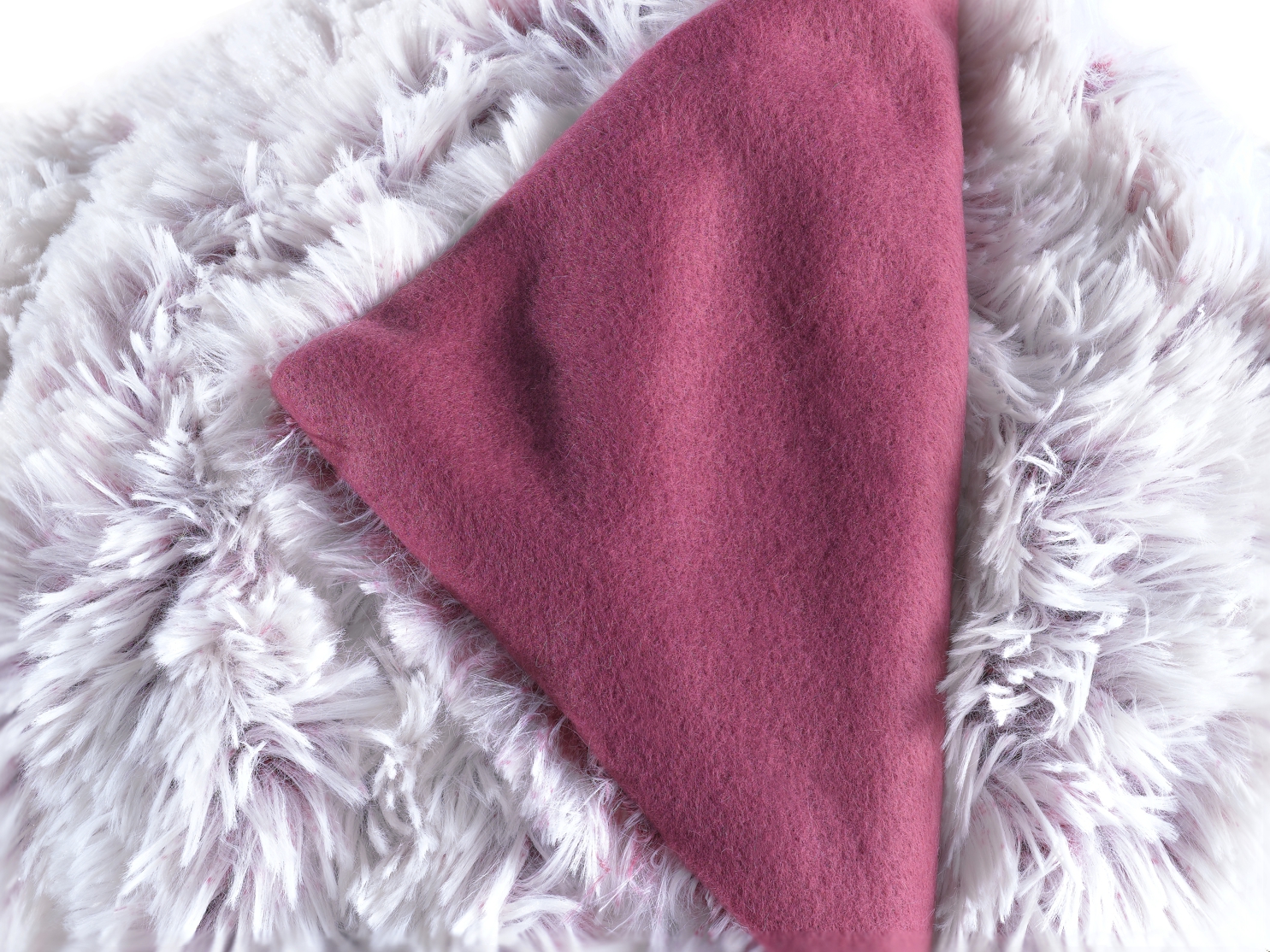 Kuscheldecke Wendedecke Flokati/Fleece Decke 150x200 cm in Bordeaux-Weiss