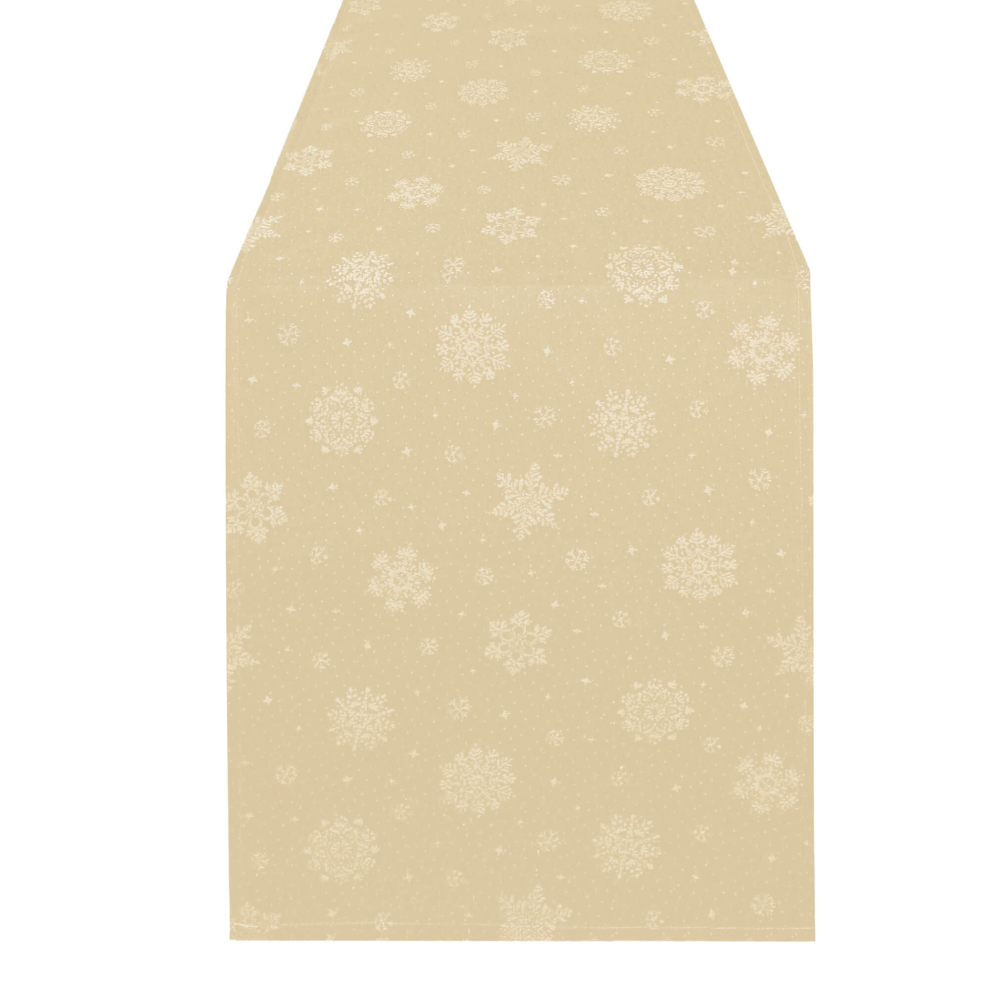 Moderno® Tischläufer Lurex Schneekristalle Gold – Jacquard-Gewebe mit Glanzeffekt & Fleckschutz, festlich & abwaschbar