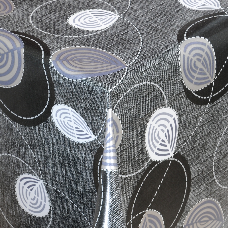 Tischdecke Abwaschbar Wachstuch Blätter Motiv Schwarz im Wunschmaß Tischdecke Abwaschbar Wachstuch Blätter Motiv Schwarz im Wunschmaß