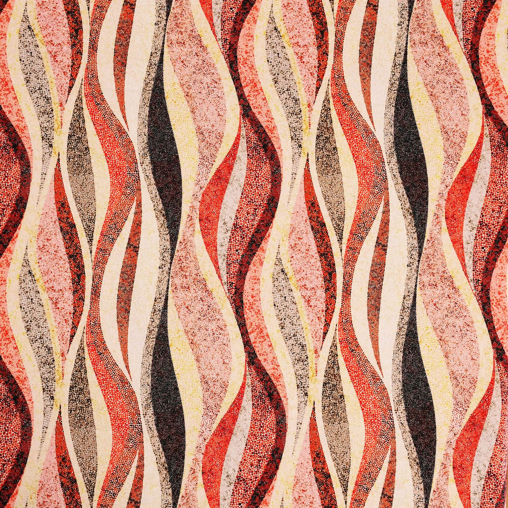 Moderno® Abwaschbare Tischdecke mit Fleckschutz - Leinenoptik, Wellenmuster in Rot & Beige