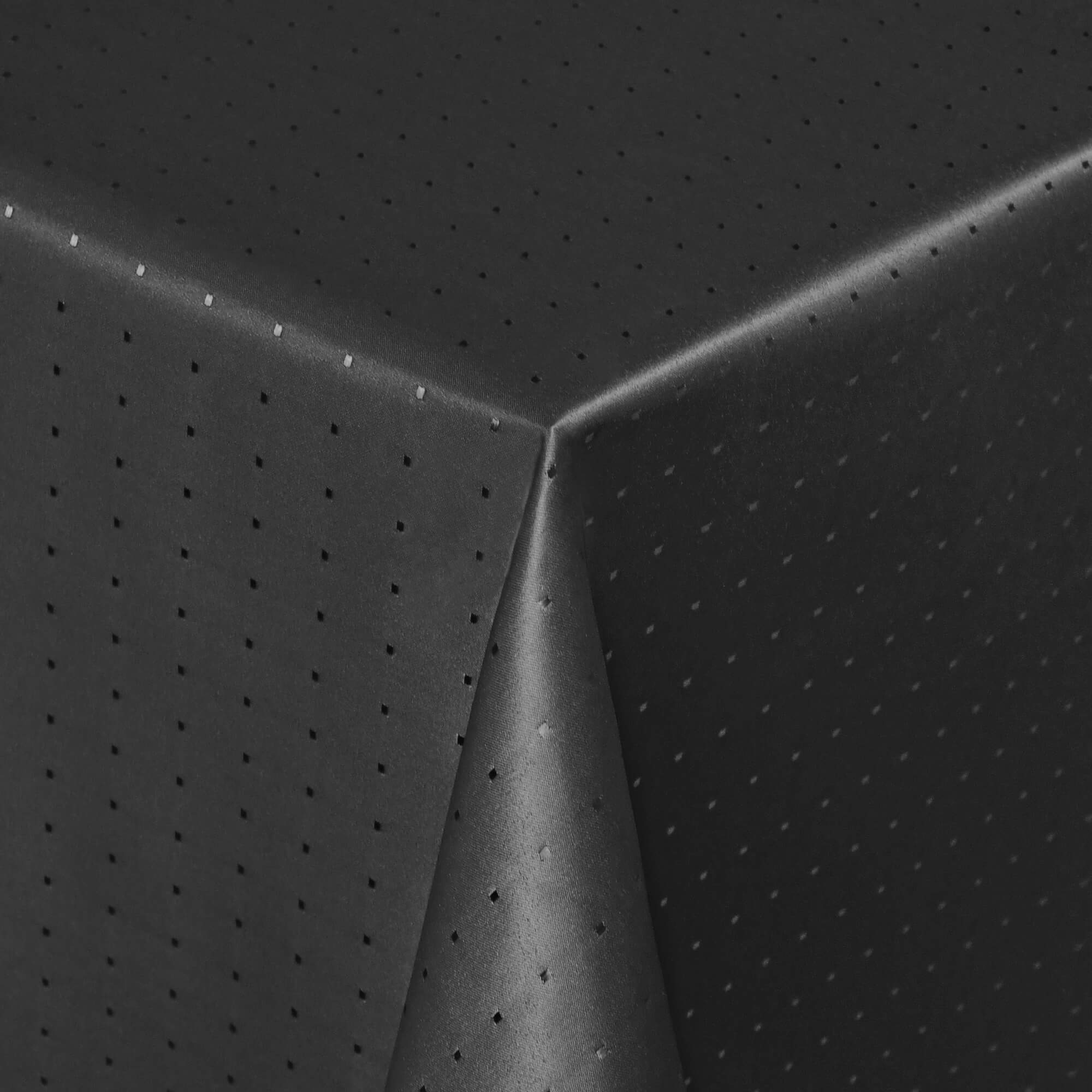 Sonderposten – Moderno® Damast-Tischdecke eckig 80x80 cm mit Punktemuster in Schwarz Sonderposten – Moderno® Damast-Tischdecke eckig 80x80 cm mit Punktemuster in Schwarz