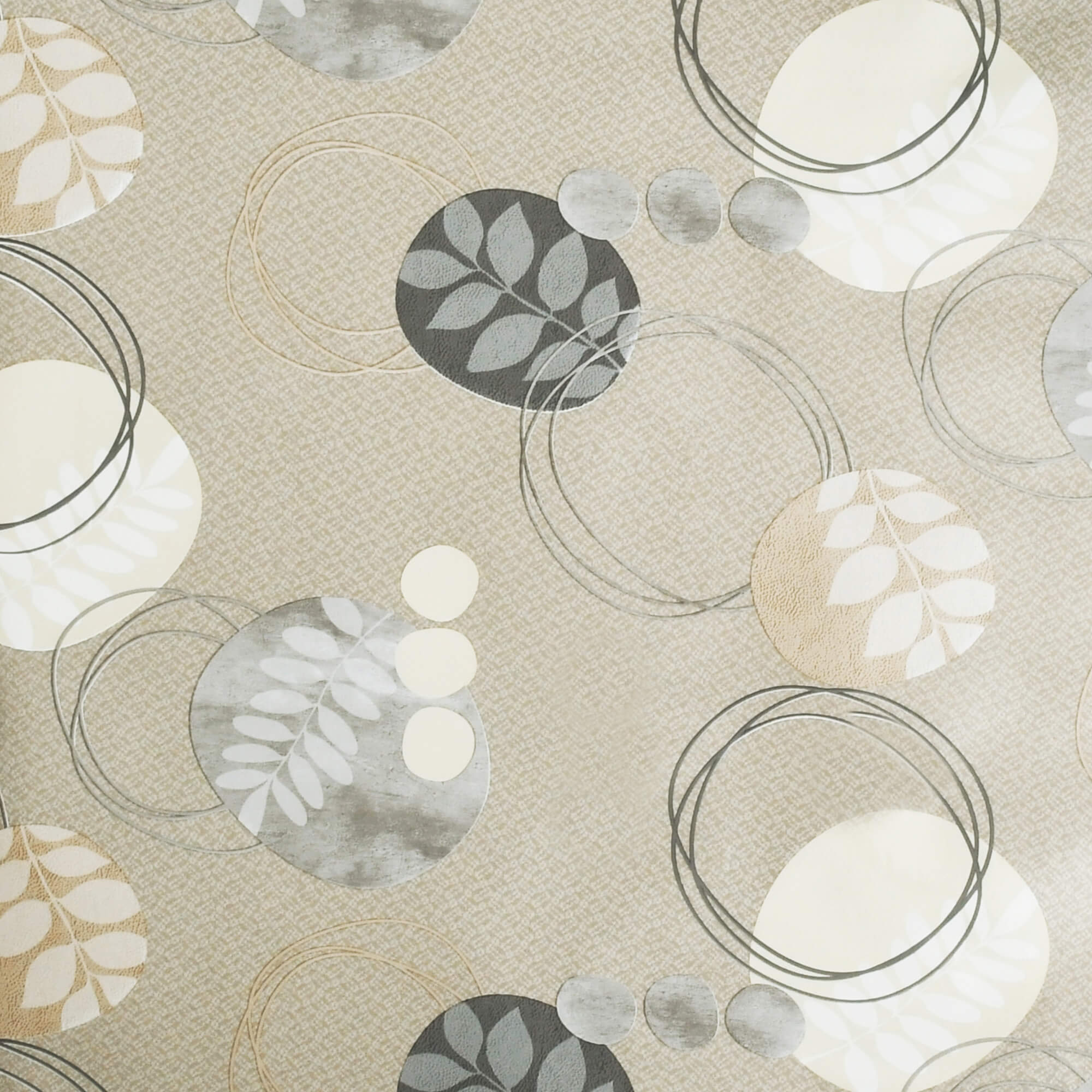 Tischdecke Abwaschbar Wachstuch Beige Grau Blätter Zweige Wunschmaß