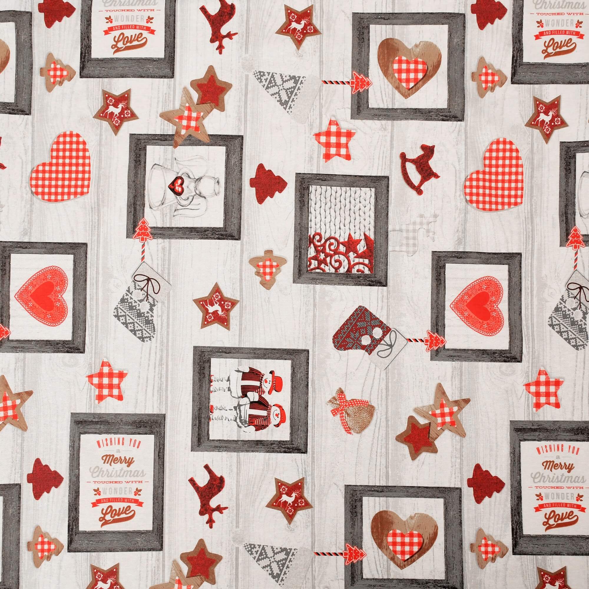 Moderno® Tischdecke Weihnachten Weihnachtstischdecke Weihnachtsmotive Grau-Rot mit Fleckschutz