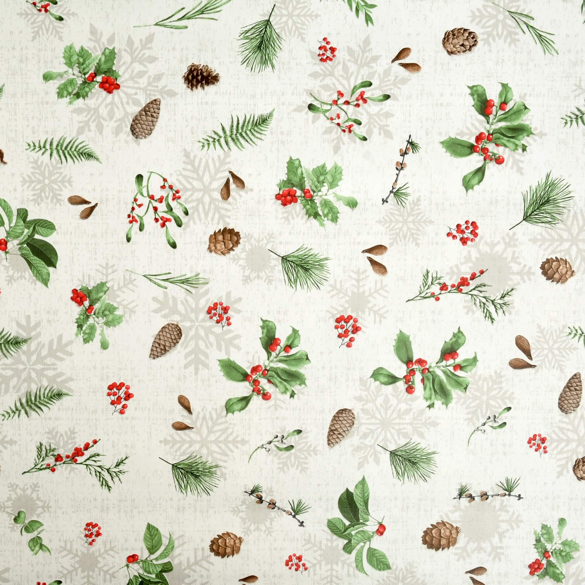 Moderno® Tischdecke Abwaschbar Wachstuch Weihnachten Advent Weiss Tannenzapfen Zweige Wunschmaß