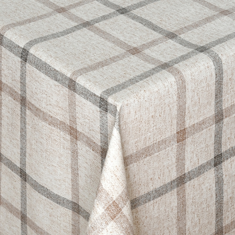 Tischdecke Abwaschbar Wachstuch Meliert mit Quadraten Beige-Braun im Wunschmaß Tischdecke Abwaschbar Wachstuch Meliert mit Quadraten Beige-Braun im Wunschmaß