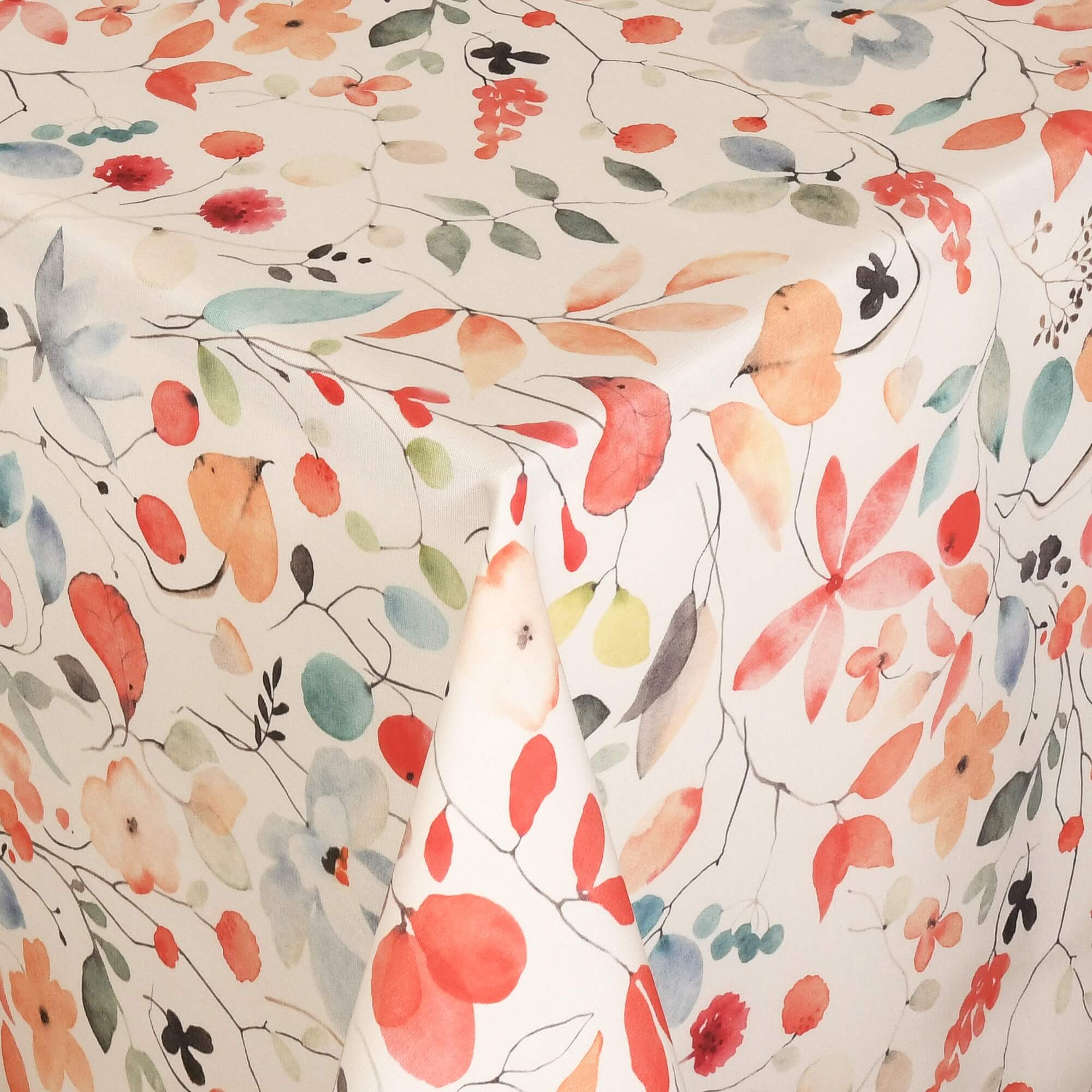 Tischdecke Outdoor abwaschbar Gartentischdecke mit Aquarellblumen bunt Fleckschutz