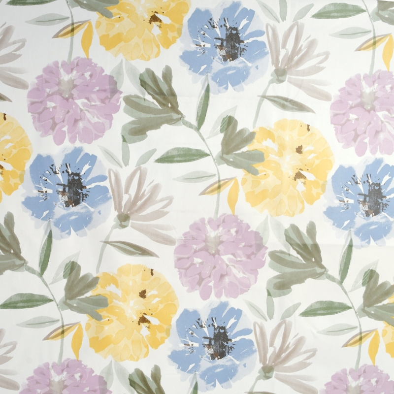 Tischdecke Abwaschbar Wachstuch Blumenwiese in Blau-Gelb im Wunschmaß