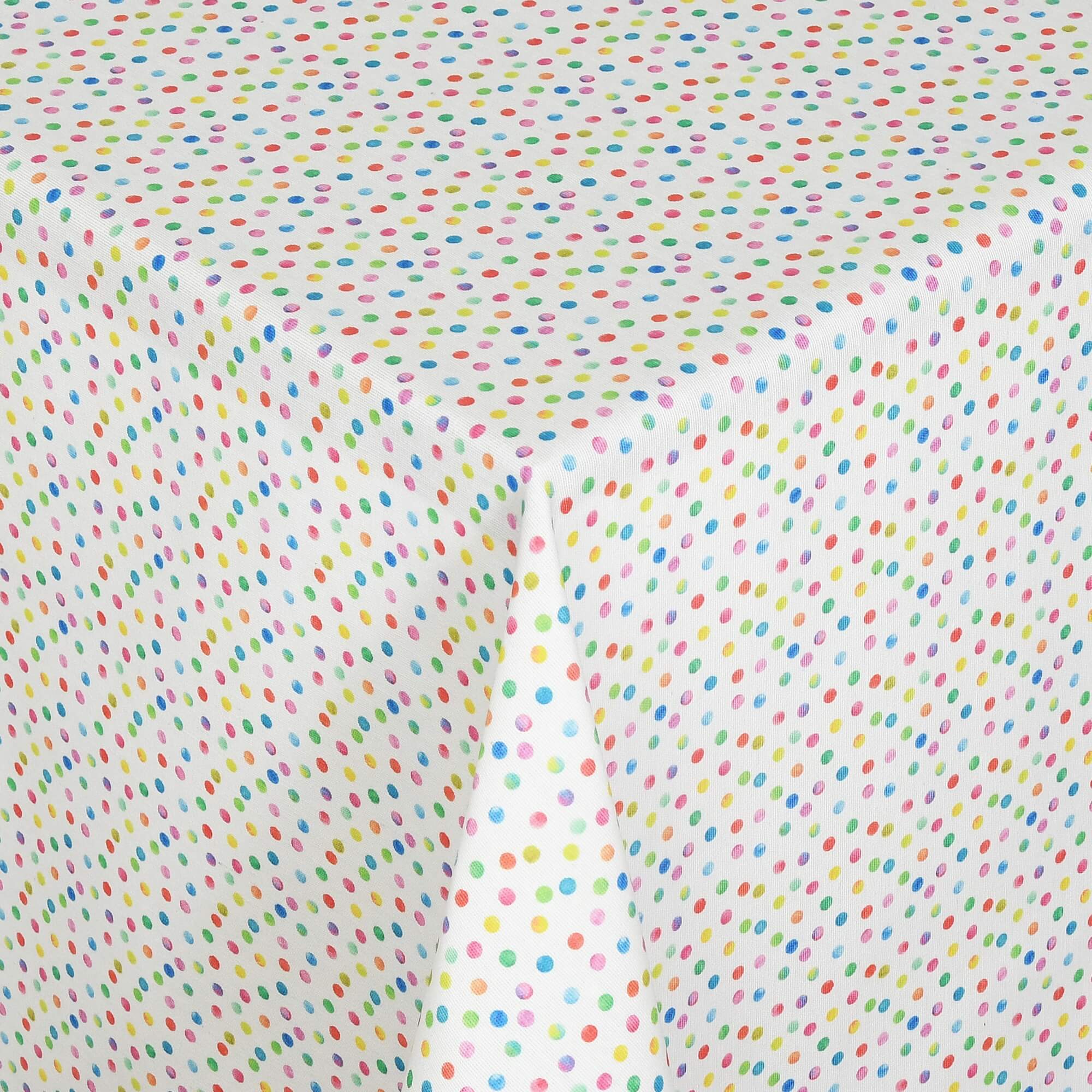 Moderno® Abwaschbare Tischdecke Konfettimuster mit Fleckschutz - Leinenoptik, Weiß mit bunten Farbtupfern