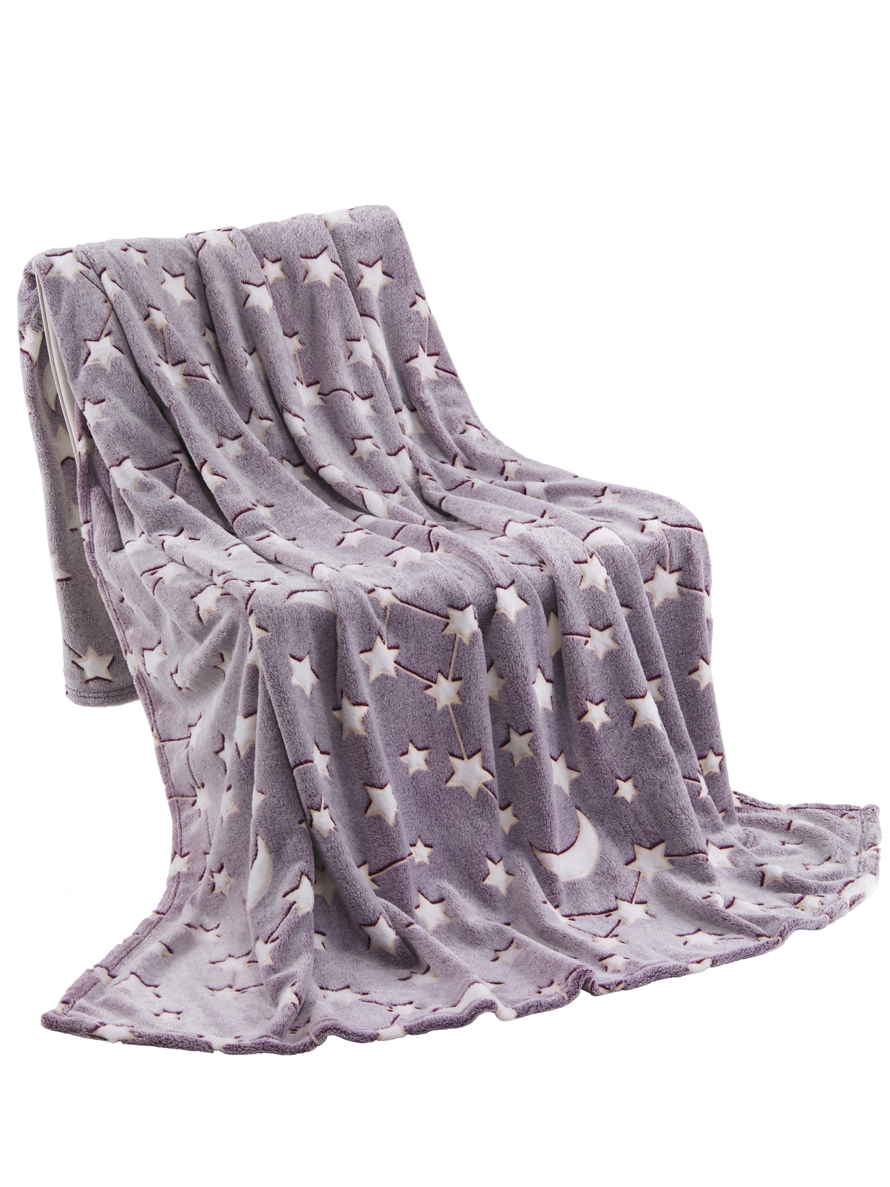 Kuscheldecke leuchtende Flanell Decke 150x200 cm mit Sternen in Beere Kuscheldecke leuchtende Flanell Decke 150x200 cm mit Sternen in Beere