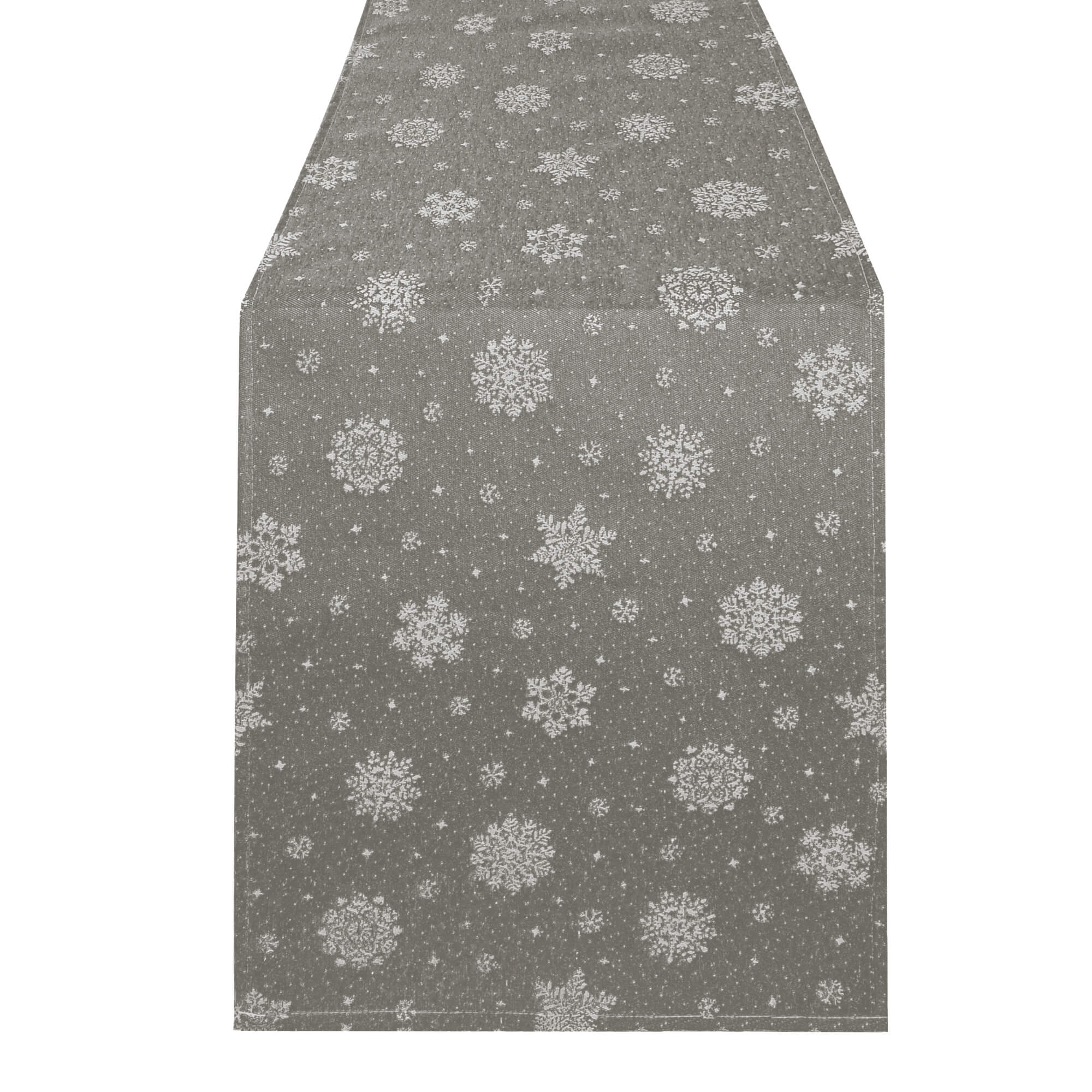 Moderno® Tischläufer Lurex Schneekristalle Dunkelgrau-Perlweiß – Jacquard-Gewebe mit Glanzeffekt & Fleckschutz, festlich & abwaschbar Moderno® Tischläufer Lurex Schneekristalle Dunkelgrau-Perlweiß – Jacquard-Gewebe mit Glanzeffekt & Fleckschutz, festlich & abwaschbar