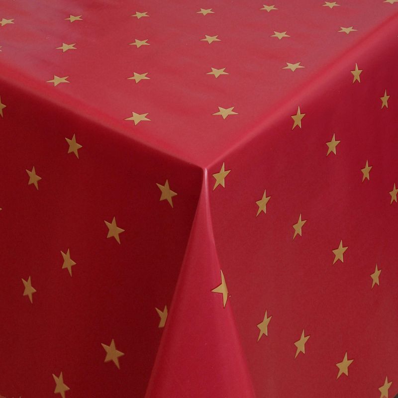 Moderno® Tischdecke Abwaschbar Wachstuch Weihnachten mit Sternen Rot-Gold
