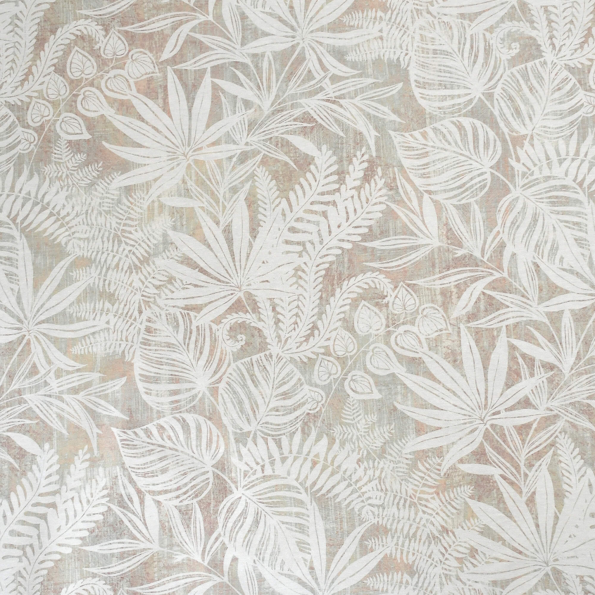 Moderno® Abwaschbare Tischdecke mit Fleckschutz - Leinenoptik, Tropische Blätter in Beige-Weiss