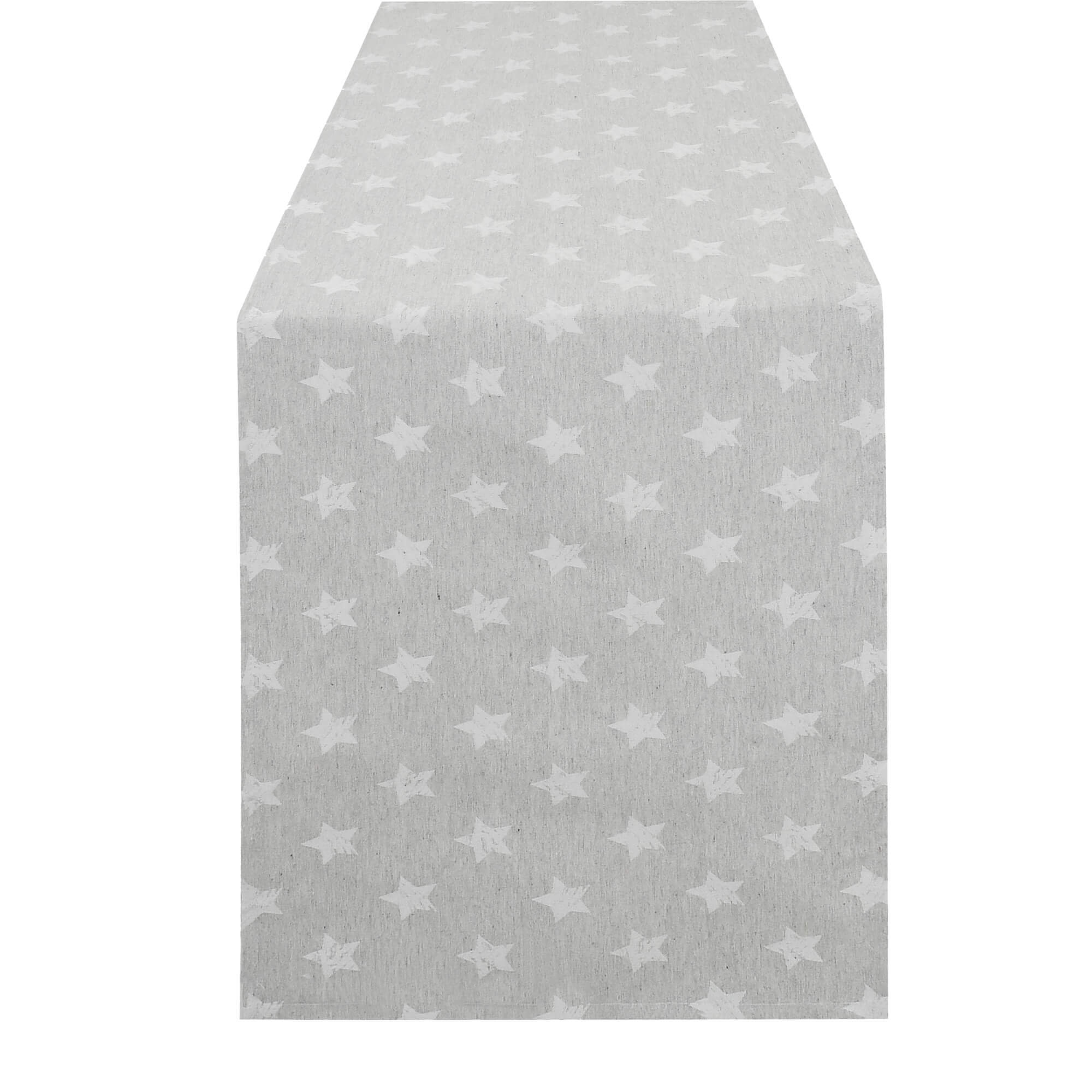 Moderno® Tischläufer Weihnachten Sterne Hellgrau-Weiß – Jacquard-Gewebe mit Fleckschutz, festlich & abwaschbar Moderno® Tischläufer Weihnachten Sterne Hellgrau-Weiß – Jacquard-Gewebe mit Fleckschutz, festlich & abwaschbar