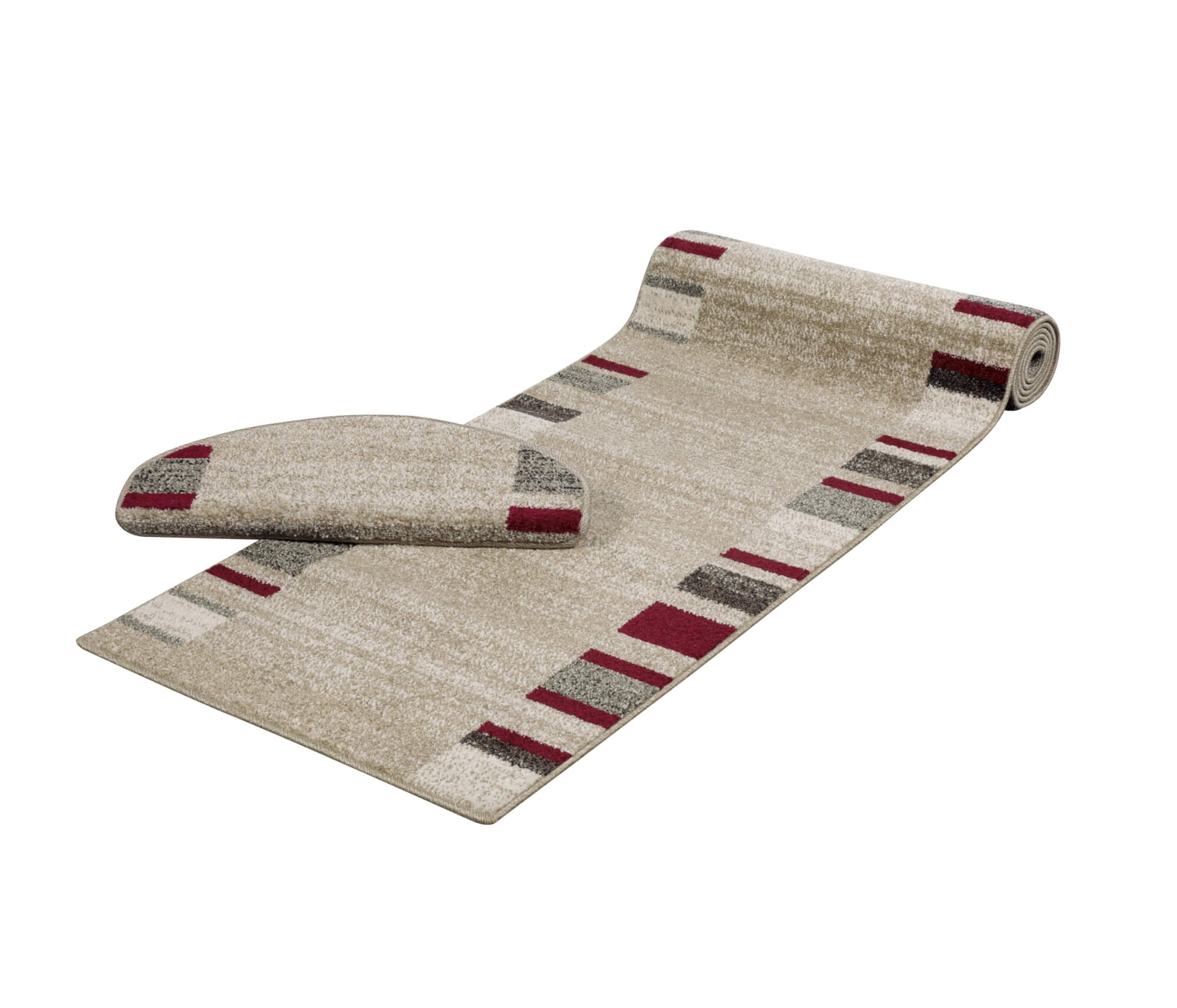 Stufenmatten Amber – 15er Set – rutschhemmend & pflegeleicht – Rot mit Blockstreifen Stufenmatten Amber – 15er Set – rutschhemmend & pflegeleicht – Rot mit Blockstreifen