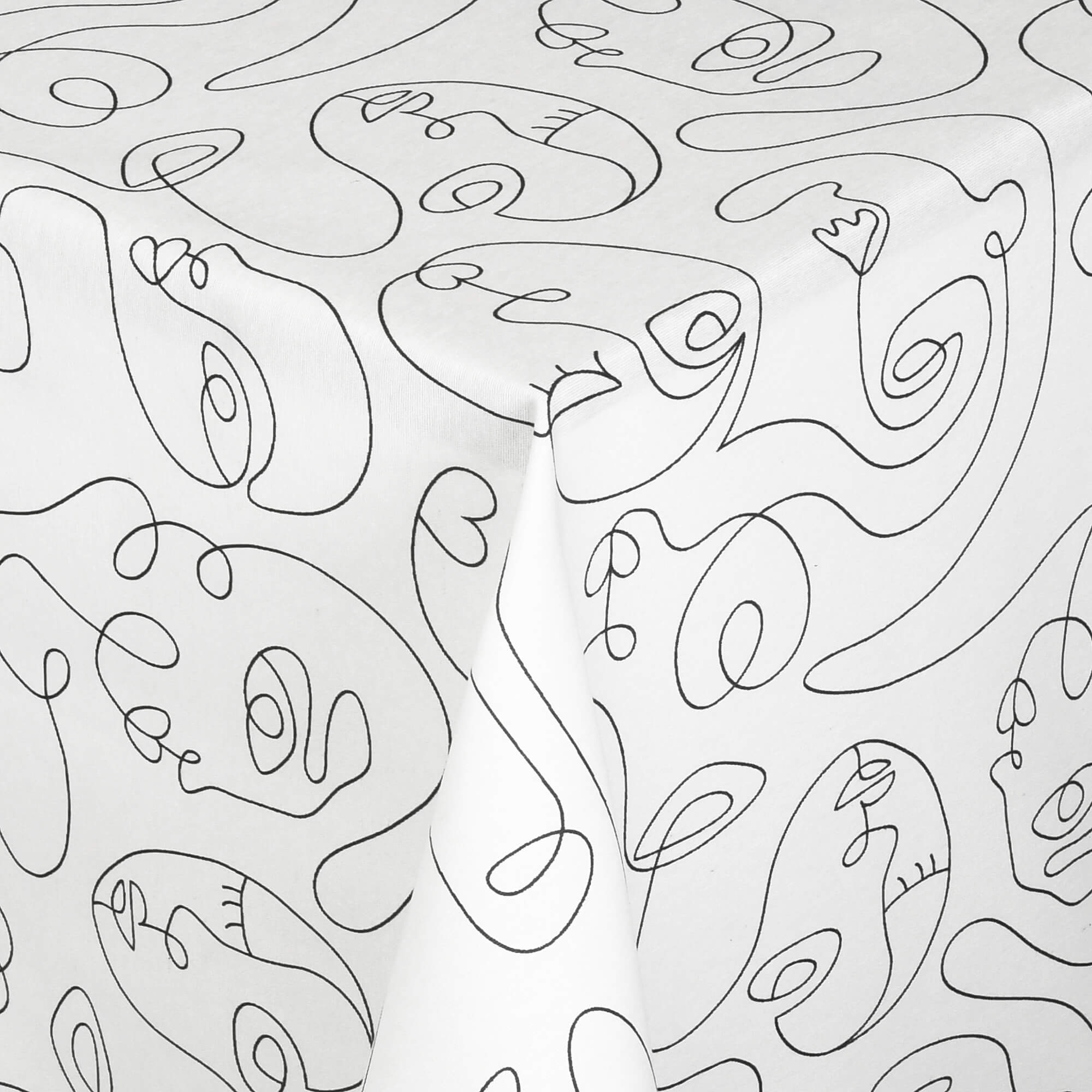 Moderno® Abwaschbare Tischdecke mit Fleckschutz - Leinenoptik, Abstrakte Gesichter in Schwarz-Weiss