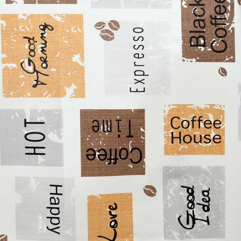 Tischdecke Abwaschbar Wachstuch Kaffee-Haus Motiv Weiss im Wunschmaß