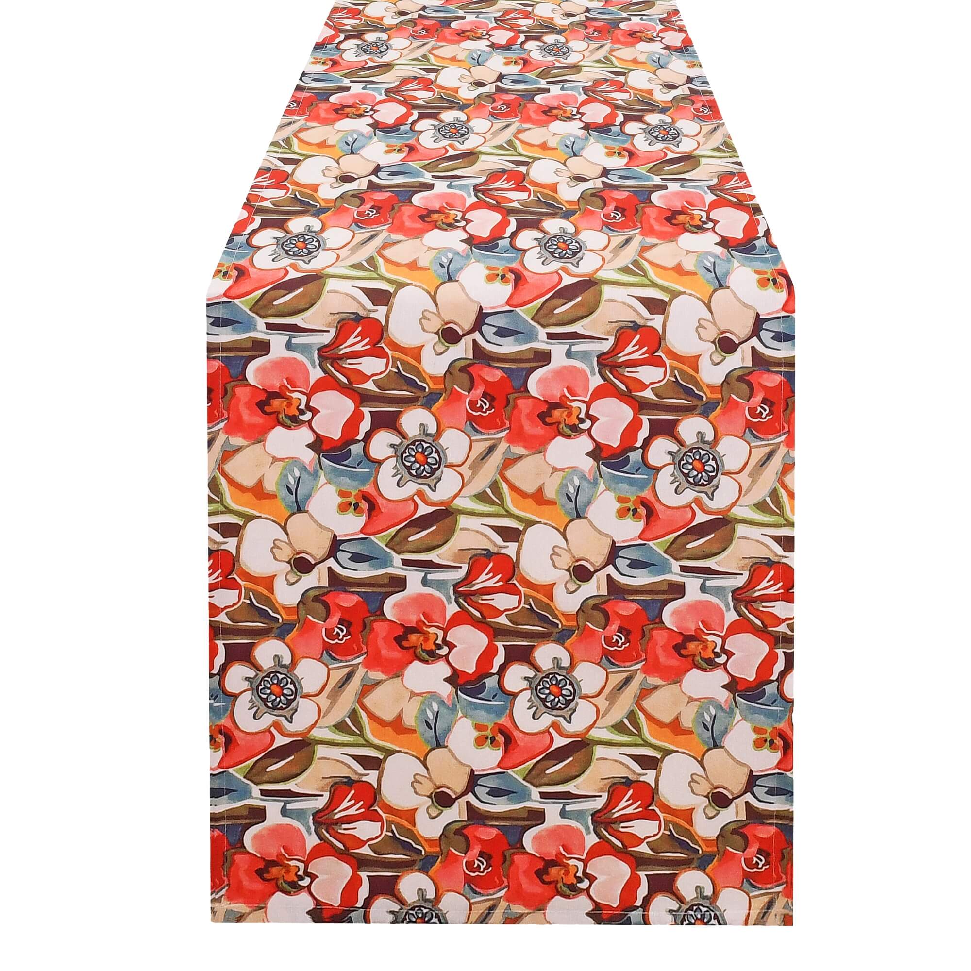 Moderno® Tischläufer abwaschbar mit Fleckschutz – Blumendesign in Rot & Blau Moderno® Tischläufer abwaschbar mit Fleckschutz – Blumendesign in Rot & Blau