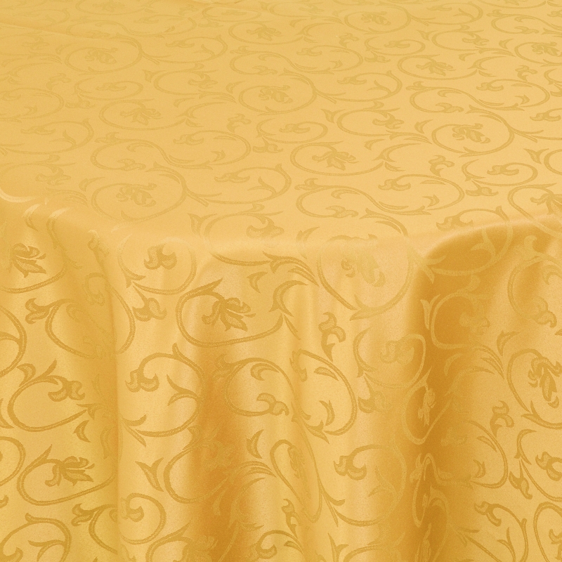 Tischdecken Damast Rund mit Saum Barock Dunkel-Gelb Tischdecken Damast Rund mit Saum Barock Dunkel-Gelb