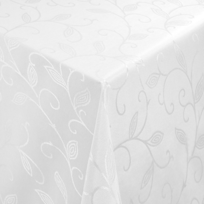 Tischdecken Jacquard-Gewebe mit Fleckschutz und Saum Romantik in Weiss Tischdecken Jacquard-Gewebe mit Fleckschutz und Saum Romantik in Weiss