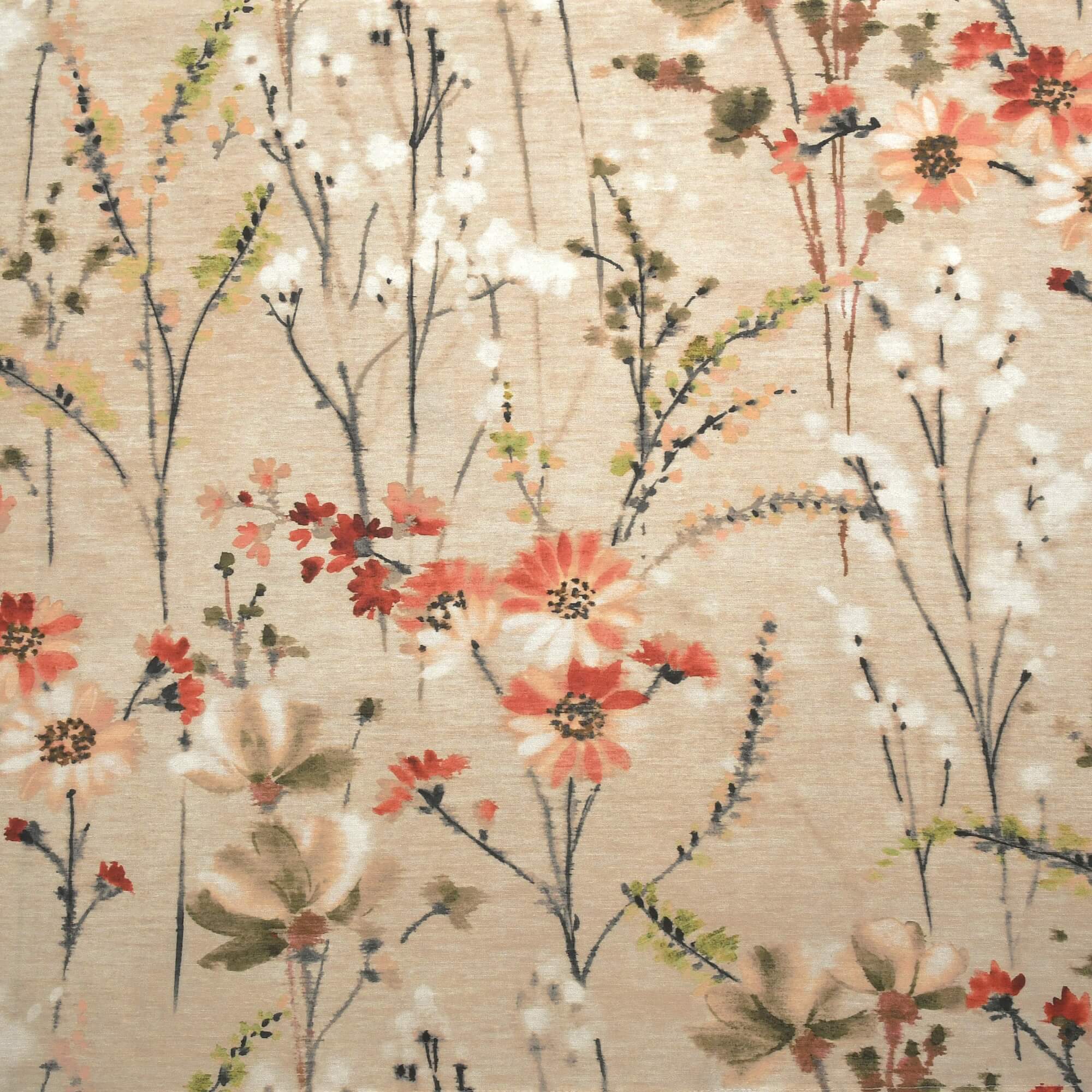 Moderno® Abwaschbare Tischdecke mit Fleckschutz - Leinenoptik, Blumen & Pflanzen in Beige, Rot-Grün