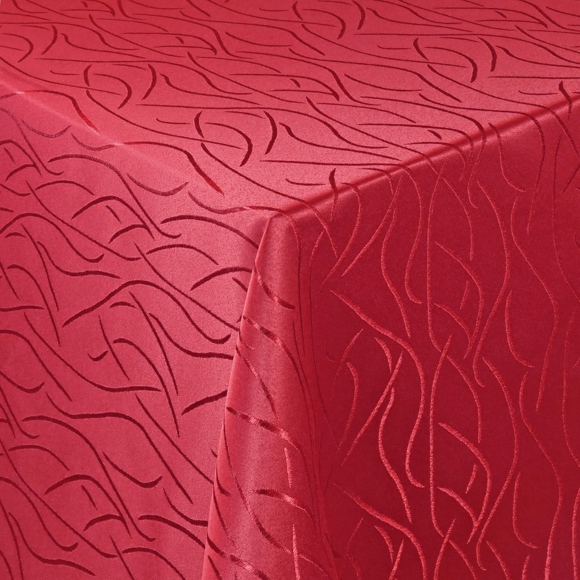 Sonderposten – Moderno® Damast-Tischdecke eckig 80x80 cm mit Streifenmuster in Wein-Rot
