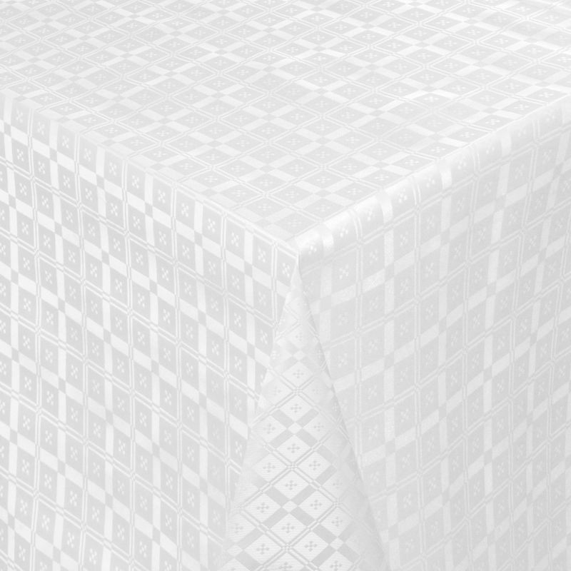 Tischdecke Abwaschbar Wachstuch Relief Quadrato Weiss im Wunschmaß