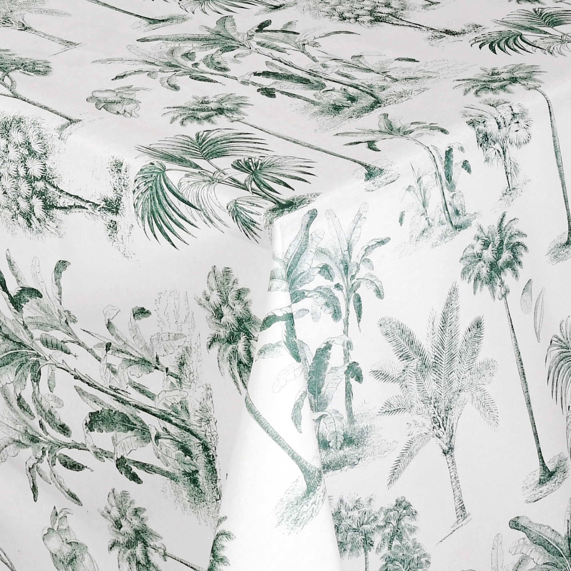 Moderno® Abwaschbare Tischdecke mit Fleckschutz - Leinenoptik, Palmen & Tropenpflanzen in Grün