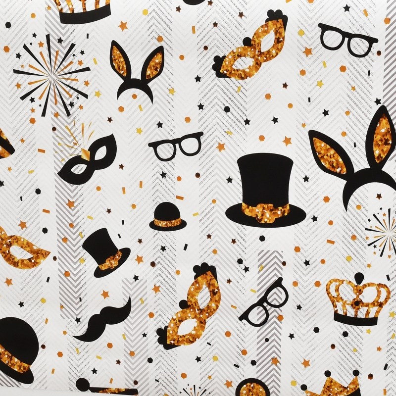 Tischdecke Abwaschbar Wachstuch Party Schwarz-Gold im Wunschmaß