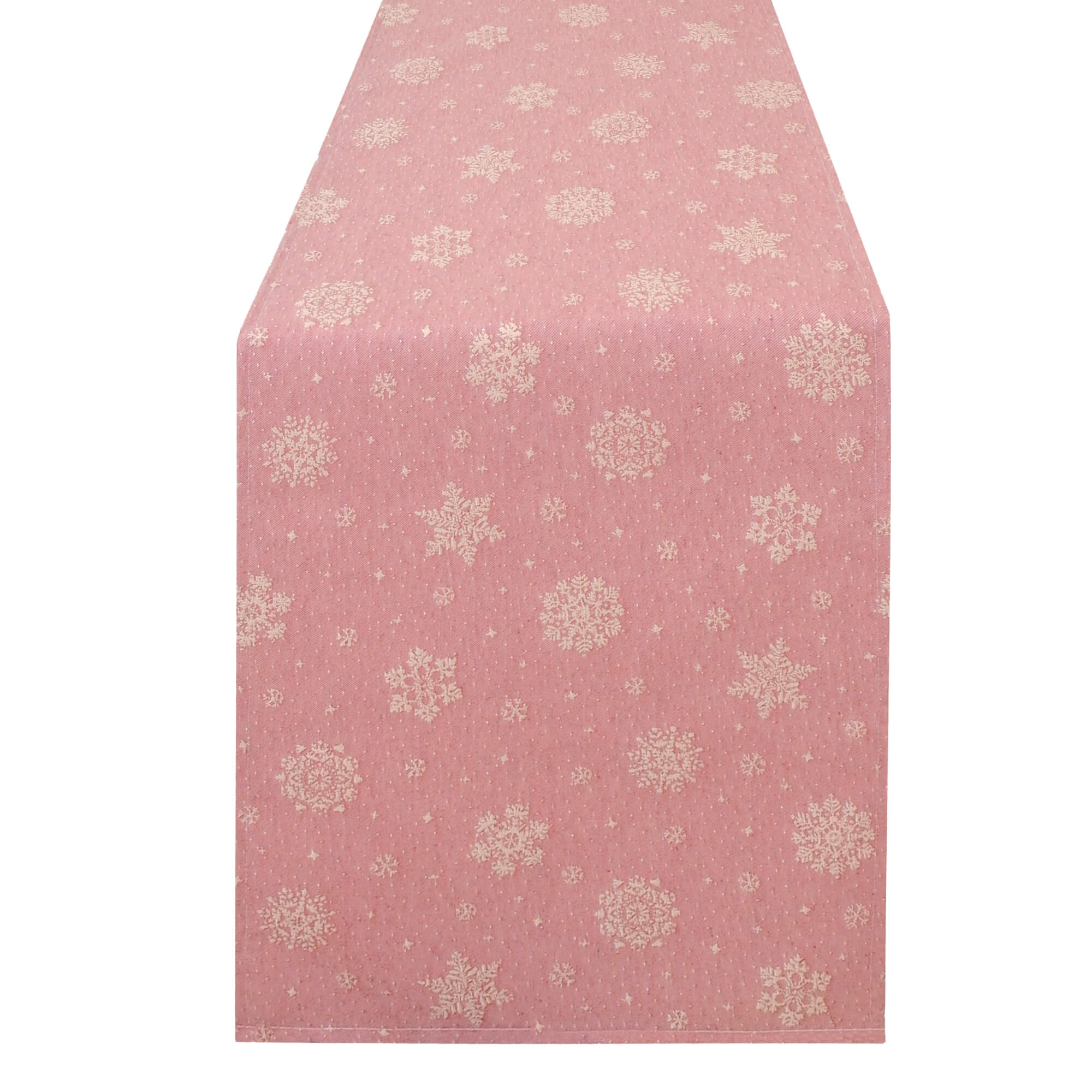 Moderno® Tischläufer Lurex Schneekristalle Altrosa-Blassgold – Jacquard-Gewebe mit Glanzeffekt & Fleckschutz, elegant & abwaschbar