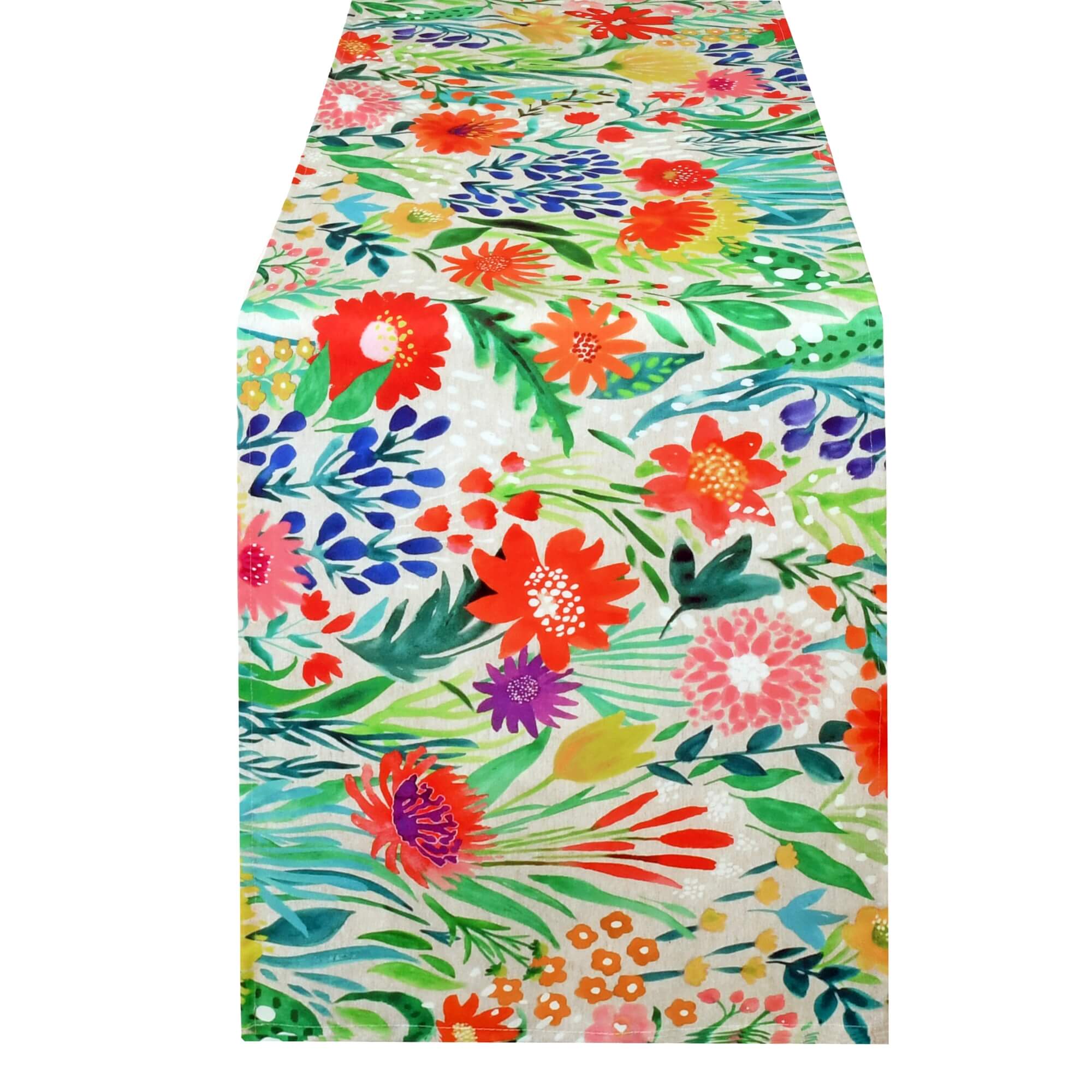 Moderno® Tischläufer abwaschbar mit Fleckschutz – Farbintensives Blumenmotiv in Rot, Grün & Blau Moderno® Tischläufer abwaschbar mit Fleckschutz – Farbintensives Blumenmotiv in Rot, Grün & Blau