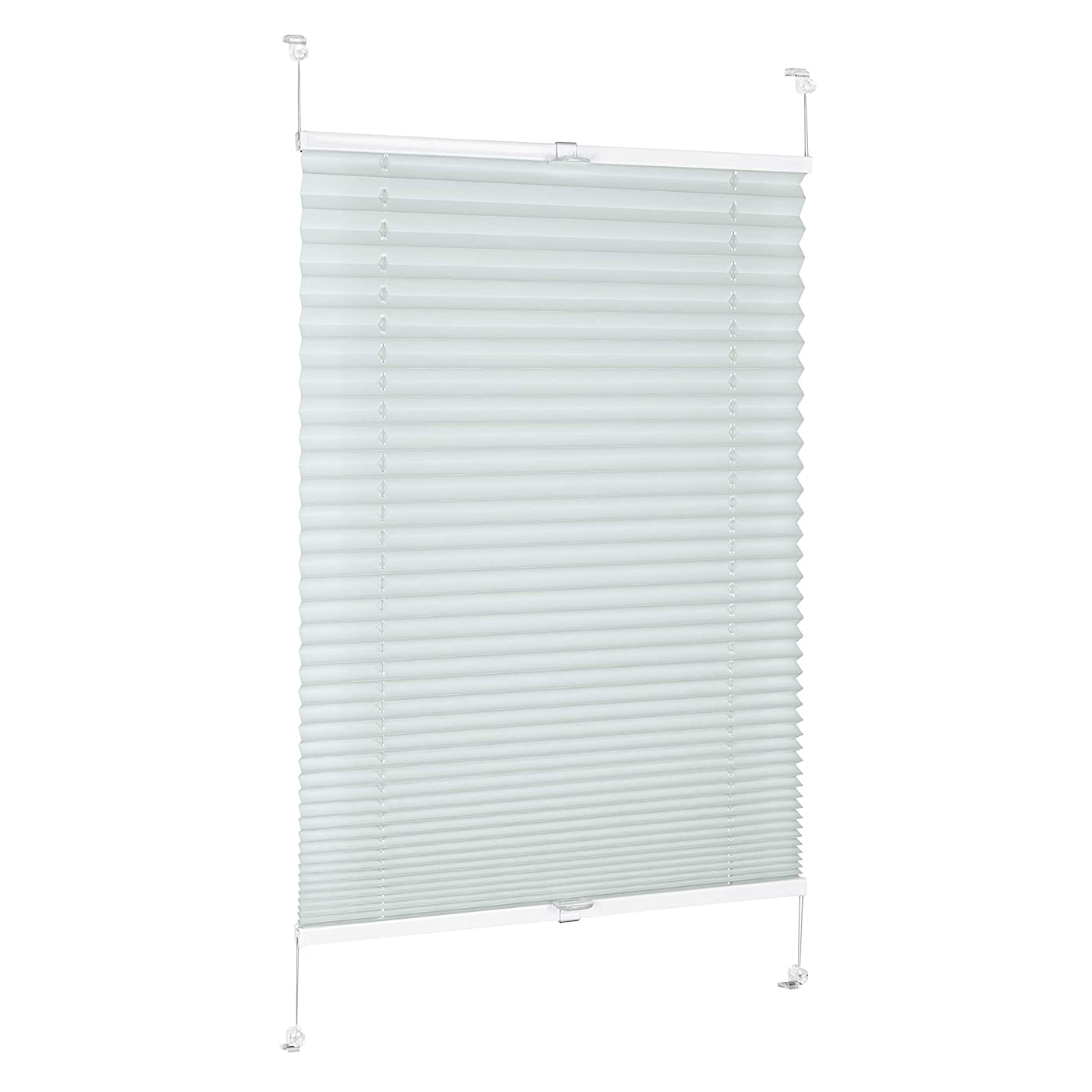 Plissee Rollo ohne Bohren Sonnenschutz Jalousie in Hell-Grau Plissee Rollo ohne Bohren Sonnenschutz Jalousie in Hell-Grau