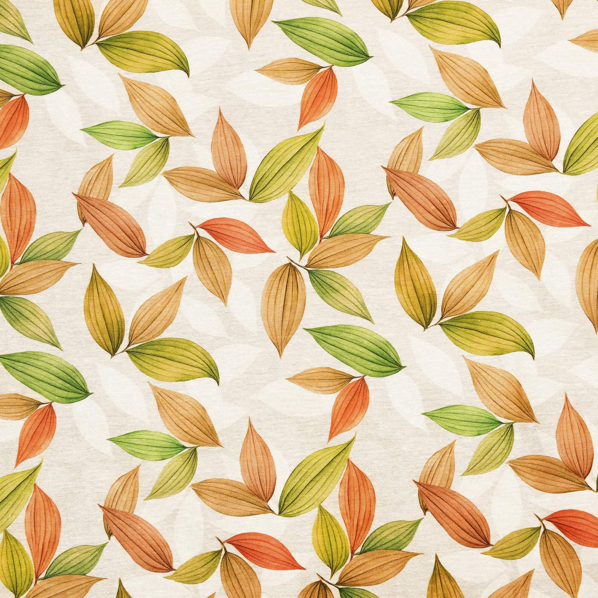 Moderno® Abwaschbare Tischdecke mit Fleckschutz – Blättermotiv in Grün, Orange & Naturtönen