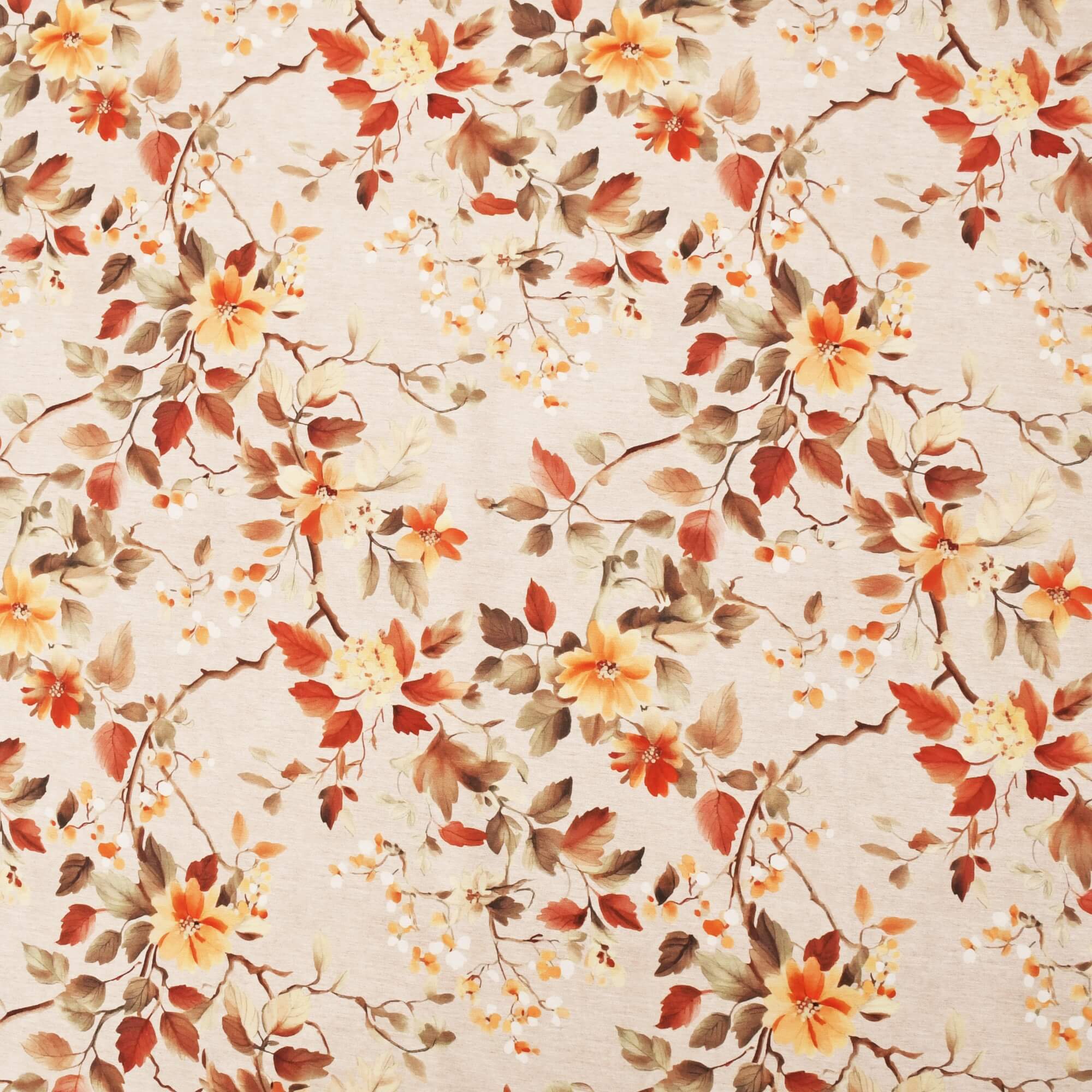 Moderno® Abwaschbare Tischdecke mit Fleckschutz – Herbstliches Blumenmotiv in Orange, Braun & Creme Moderno® Abwaschbare Tischdecke mit Fleckschutz – Herbstliches Blumenmotiv in Orange, Braun & Creme