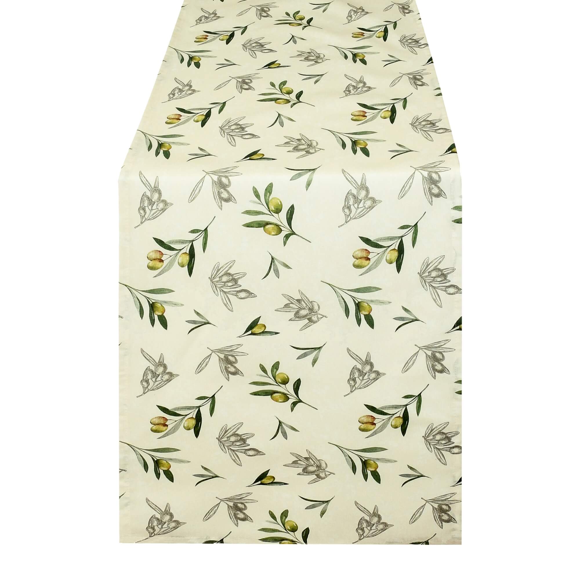 Tischläufer modern Olivenzweige mit Fleckschutz - Leinenoptik, Gelb mit stilisierten Zweigen Tischläufer modern Olivenzweige mit Fleckschutz - Leinenoptik, Gelb mit stilisierten Zweigen